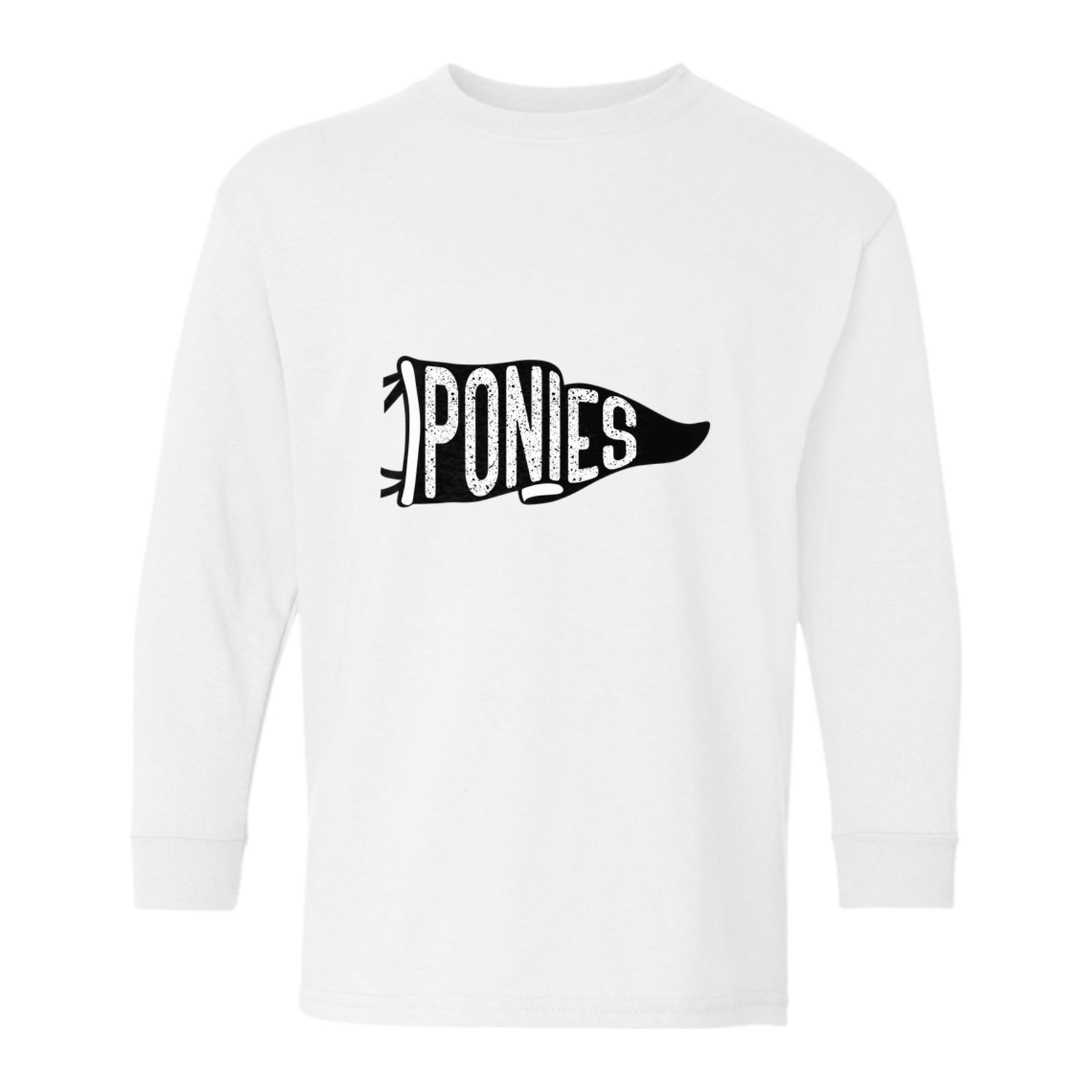 Ponies black flag Gildan Youth Heavy Cotton 100% Cotton Long Sleeve T-Shirt. 5400B