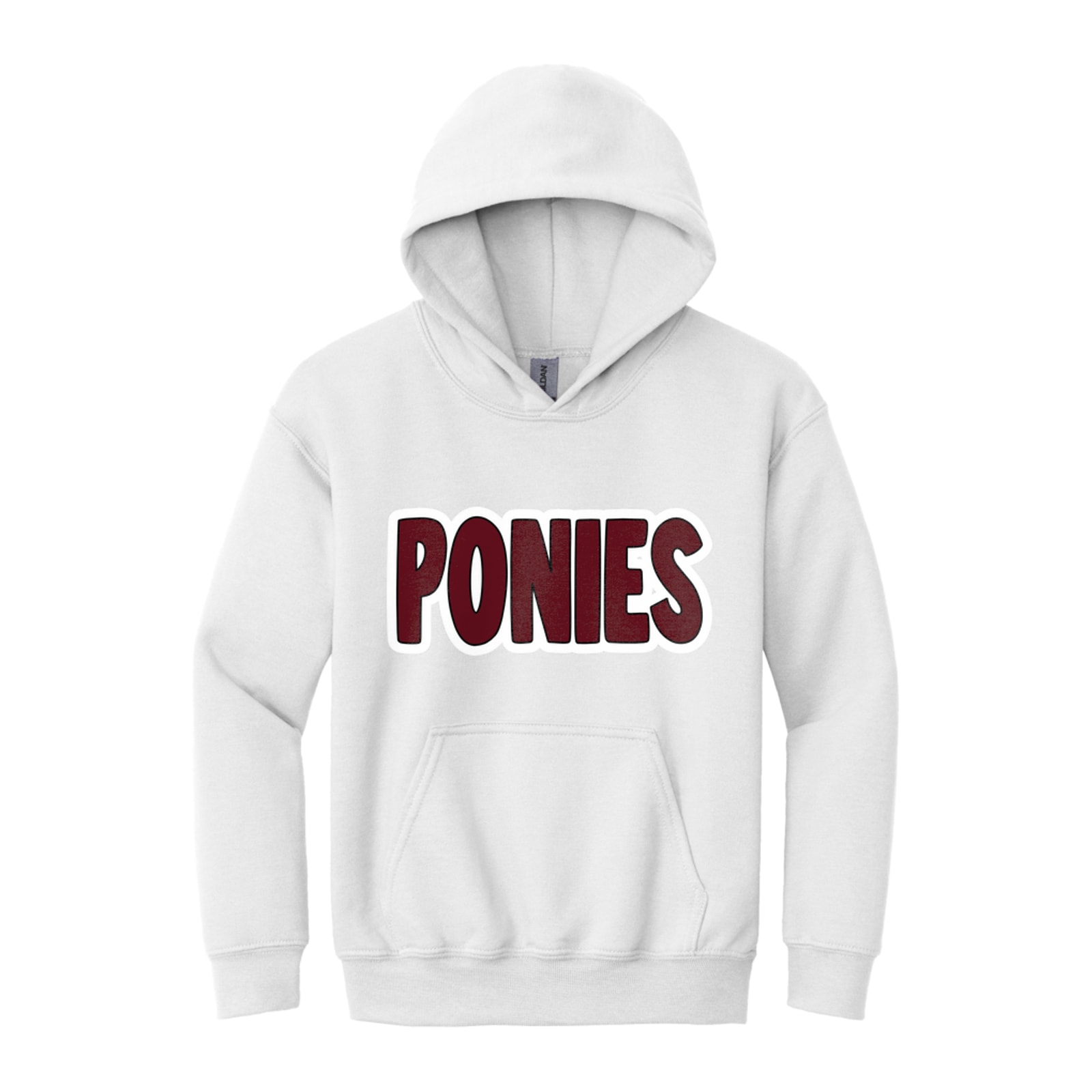 Ponies bubble maroon black white Gildan - Youth Heavy Blend Hooded Sweatshirt. 18500B