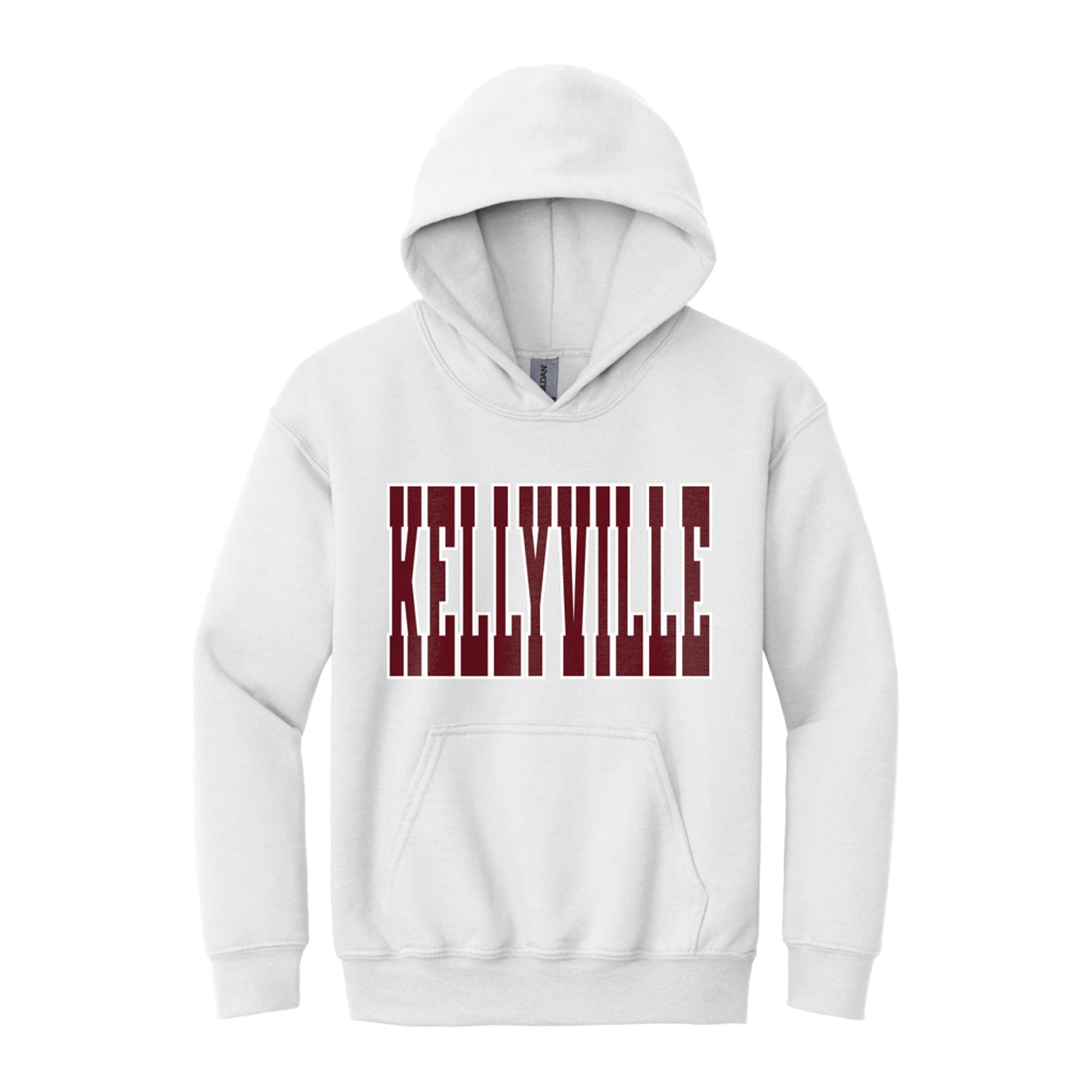 Kellyville maroon white Gildan - Youth Heavy Blend Hooded Sweatshirt. 18500B