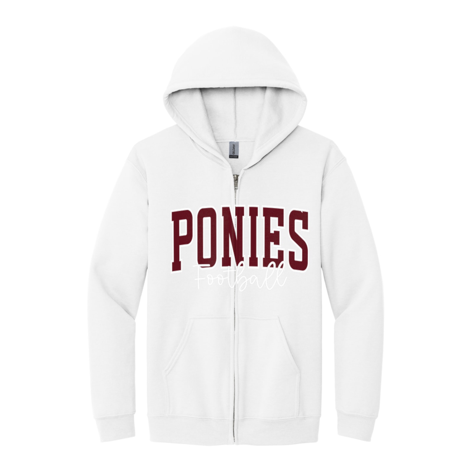 Ponies football arc maroon white Gildan - Heavy Blend Full-Zip Hooded Sweatshirt. 18600