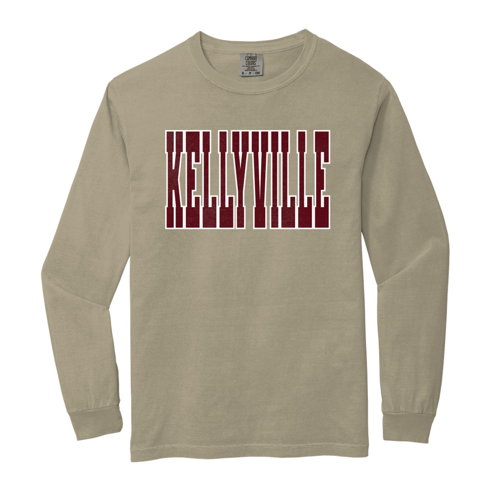 Kellyville maroon white Comfort Colors 6014 Long Sleeve
