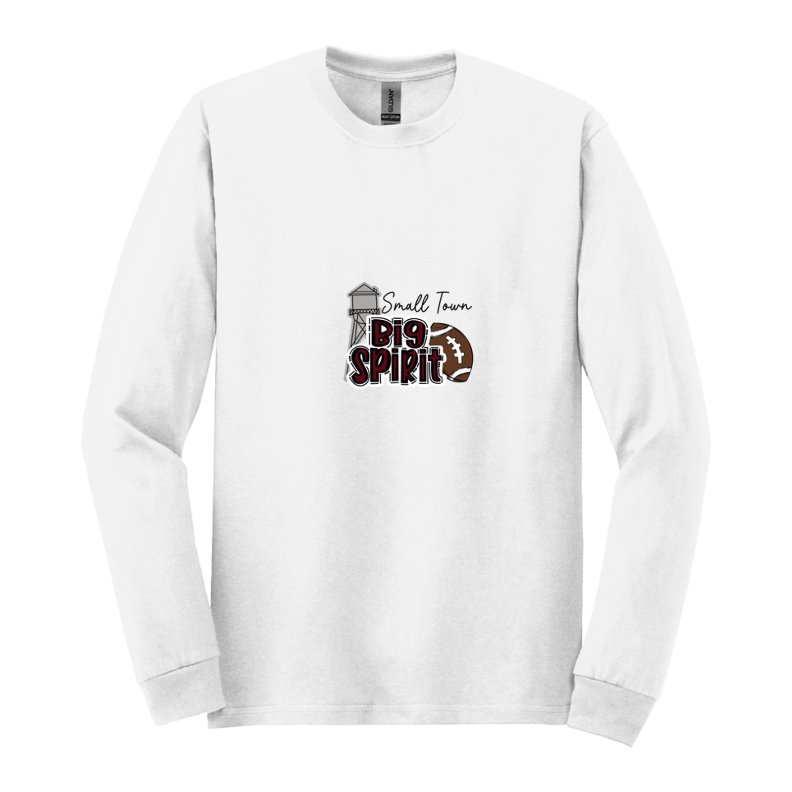 Small town big spirit Kellyville maroon Gildan - Heavy Cotton 100% Cotton Long Sleeve T-Shirt. 5400