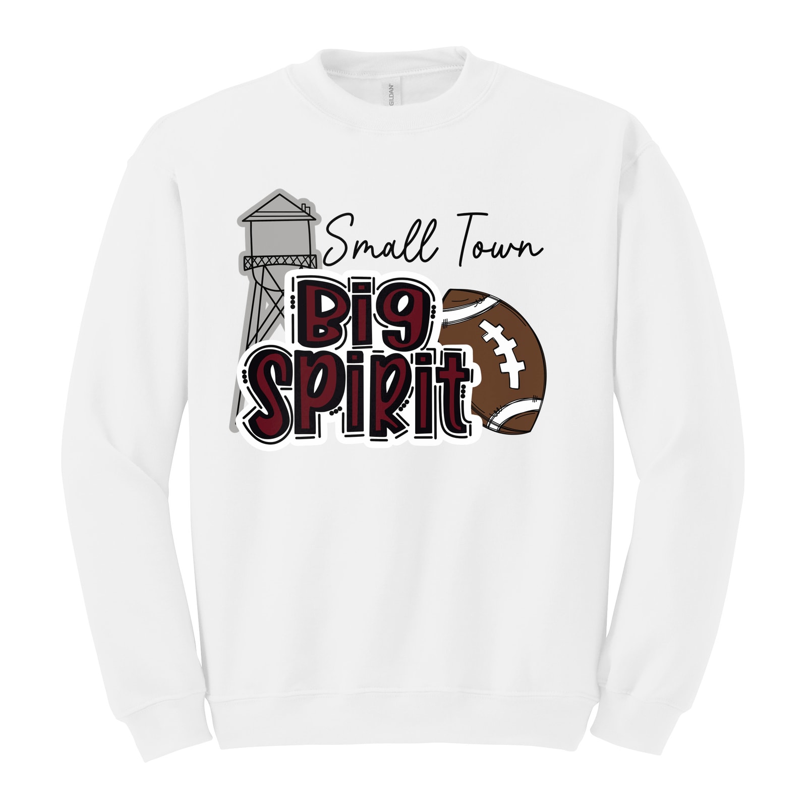 Small town big spirit Kellyville maroon Gildan Heavy Blend Crewneck Sweatshirt. 18000