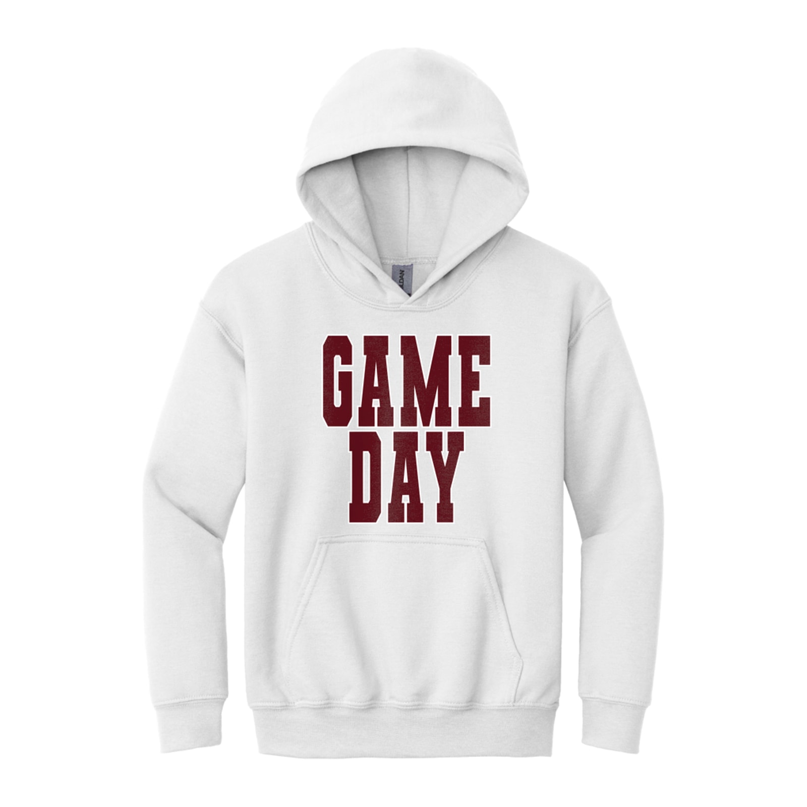 Game Day kellyville Maroon White Gildan - Youth Heavy Blend Hooded Sweatshirt. 18500B