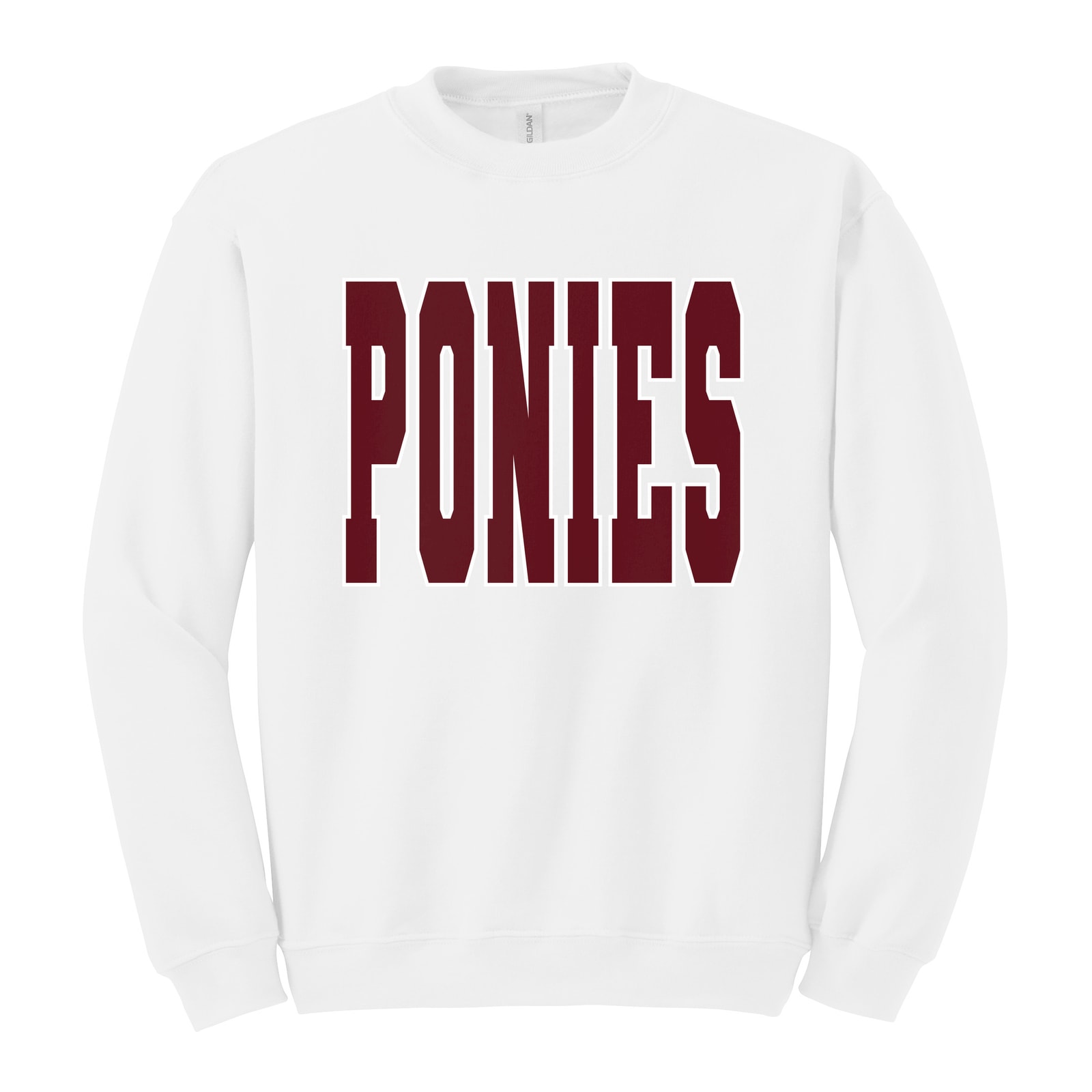 Ponies maroon white Gildan 18000 Fleece