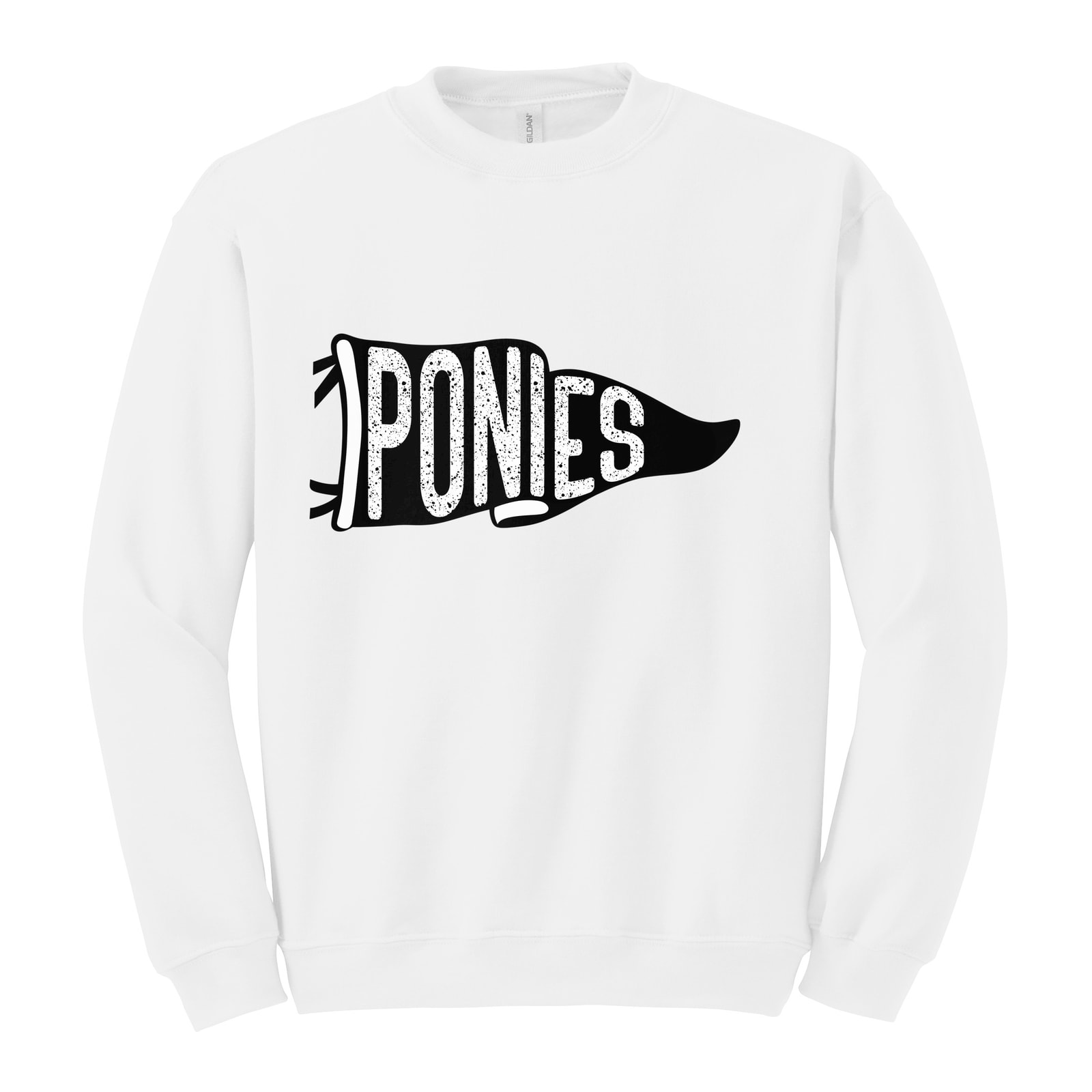 Ponies black flag Gildan Heavy Blend Crewneck Sweatshirt. 18000