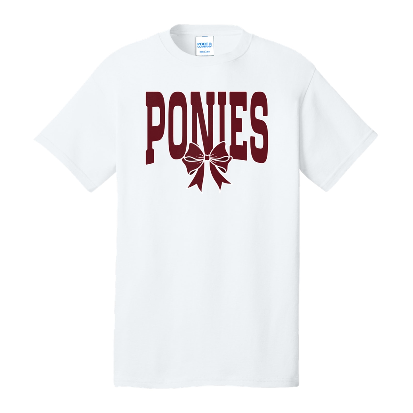 Ponies arch maroon maroon bow white outline Port & Company PC54