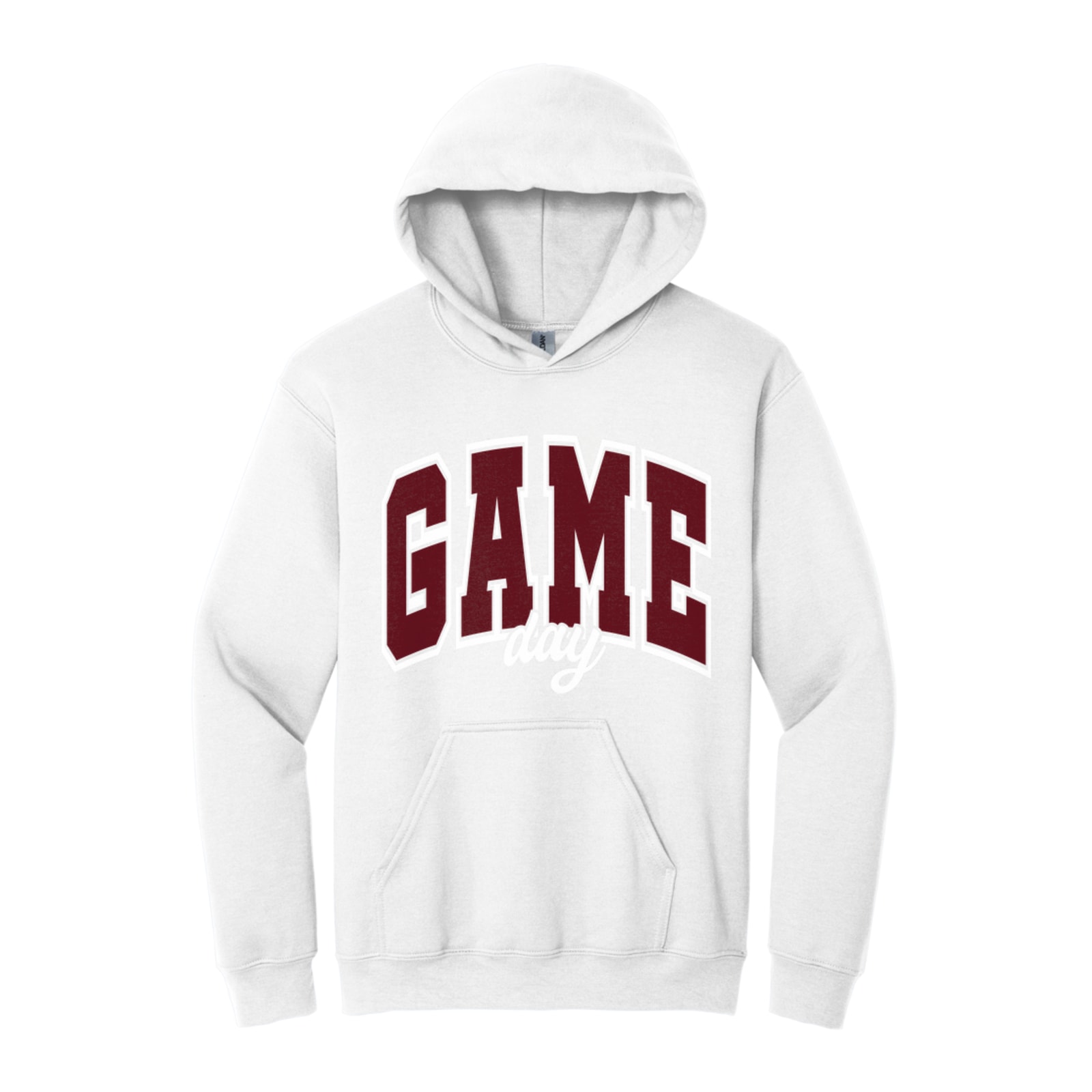 Game Day Arch kellyville Maroon White Gildan - Heavy Blend Hooded Sweatshirt. 18500