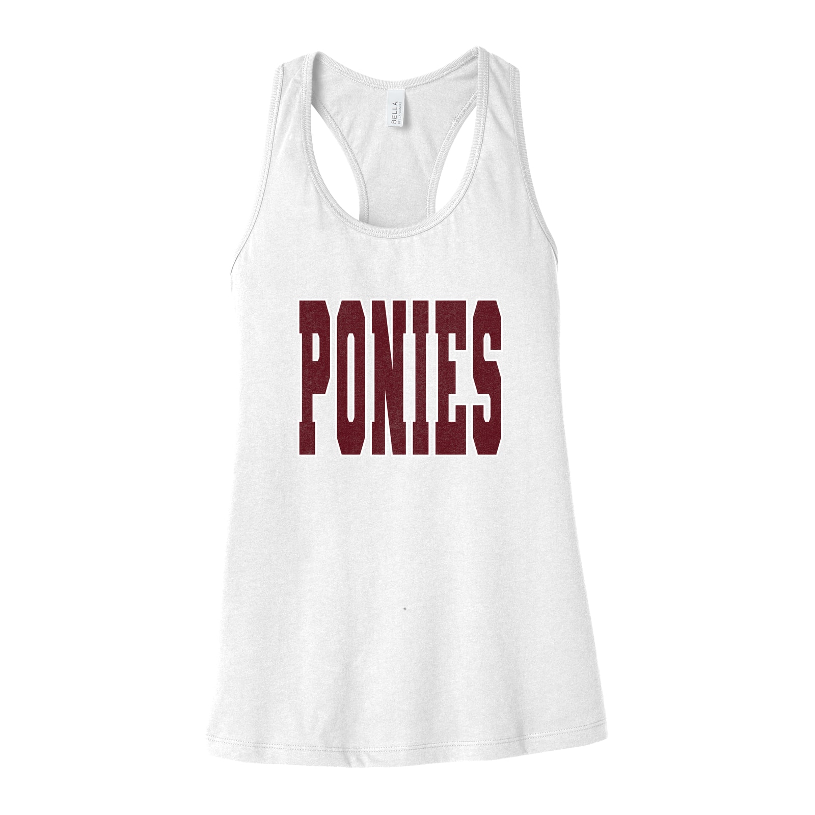 Ponies maroon white Bella+Canvas 6008 Racerback Tank