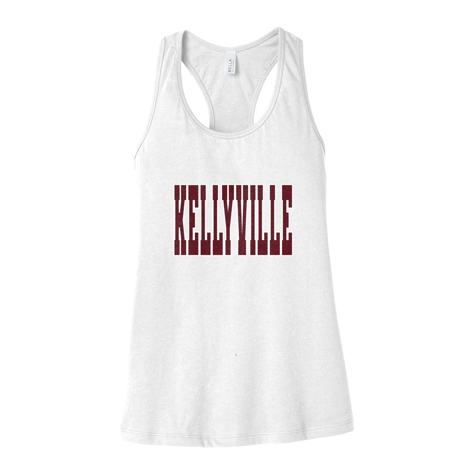 Kellyville maroon white Bella+Canvas 6008 Racerback Tank