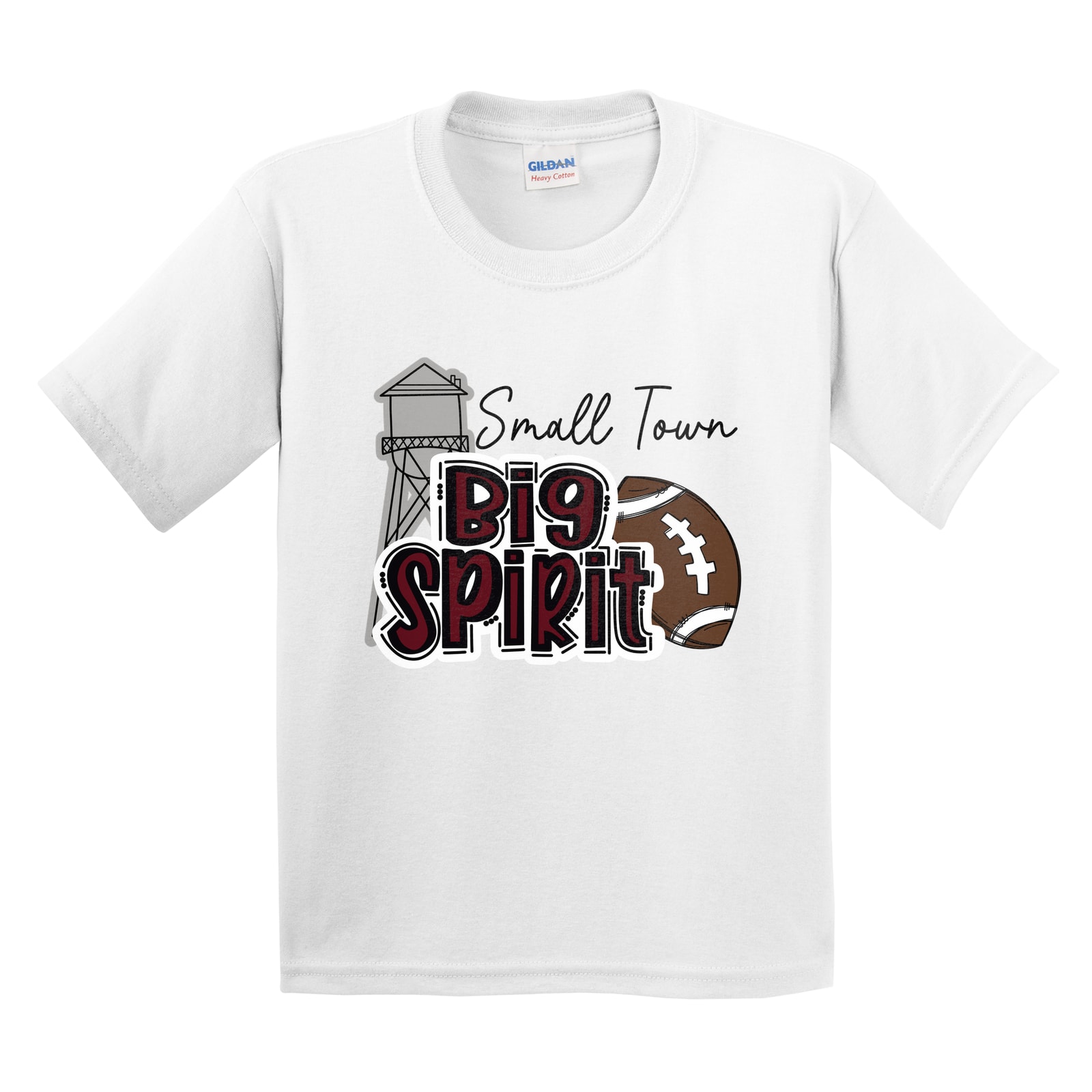 Small town big spirit Kellyville maroon Gildan 5000B Youth Tee