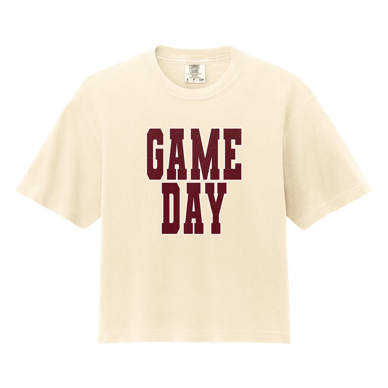 Game Day kellyville Maroon White Comfort Colors 3023CL Cropped Tee