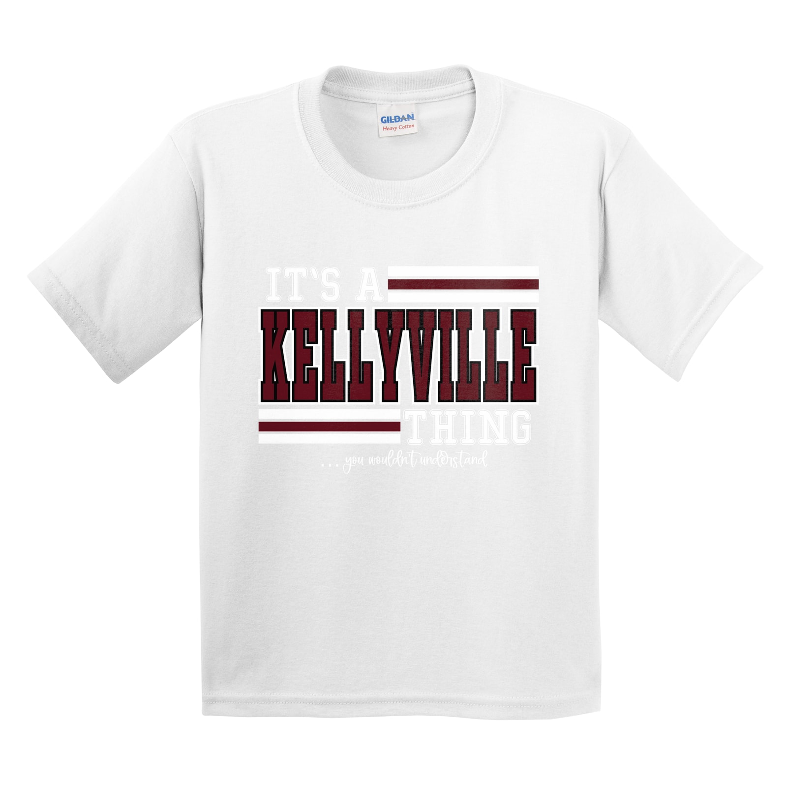 It’s a kellyville thing maroon white wouldn’t understand Gildan 5000B Youth Tee