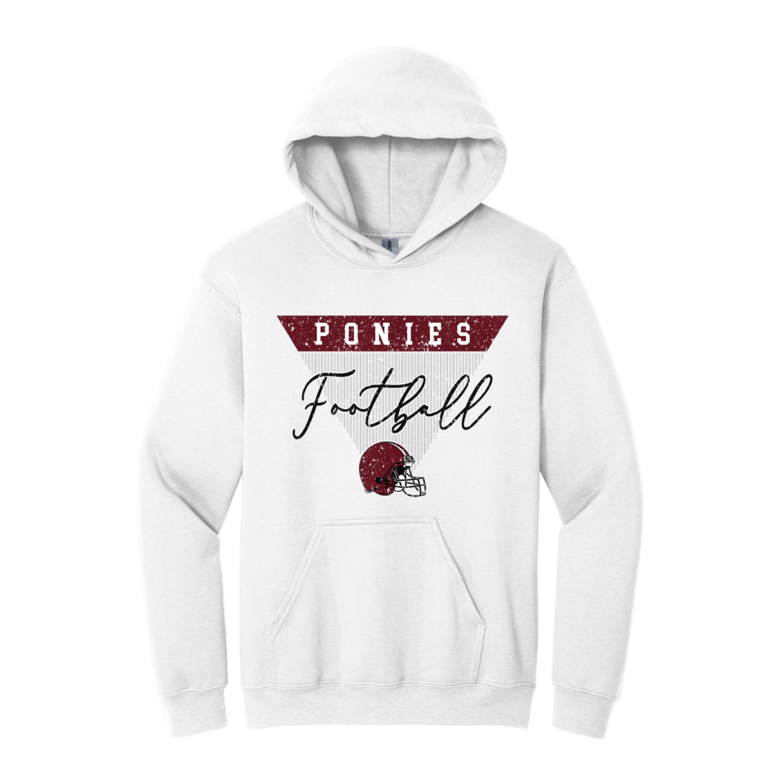 Ponies football triangle maroon Gildan - Heavy Blend Hooded Sweatshirt. 18500