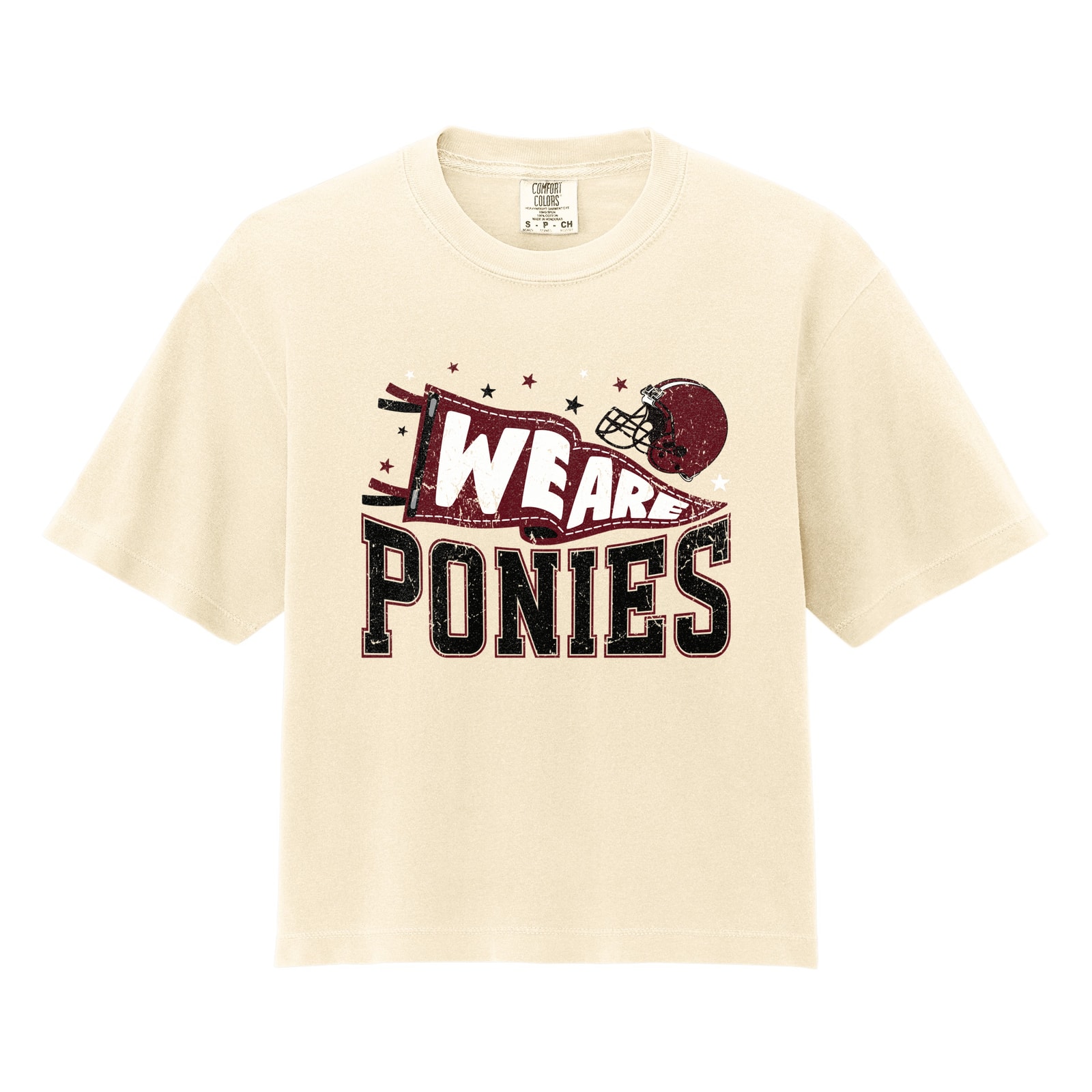 we are ponies collage Maroon Comfort Colors 3023CL Cropped Tee
