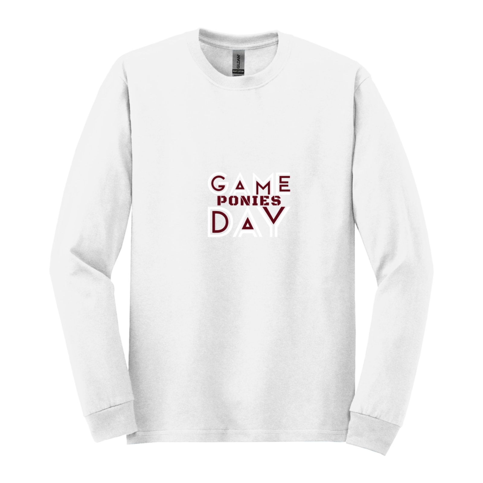 Game day ponies maroon white Gildan - Heavy Cotton 100% Cotton Long Sleeve T-Shirt. 5400