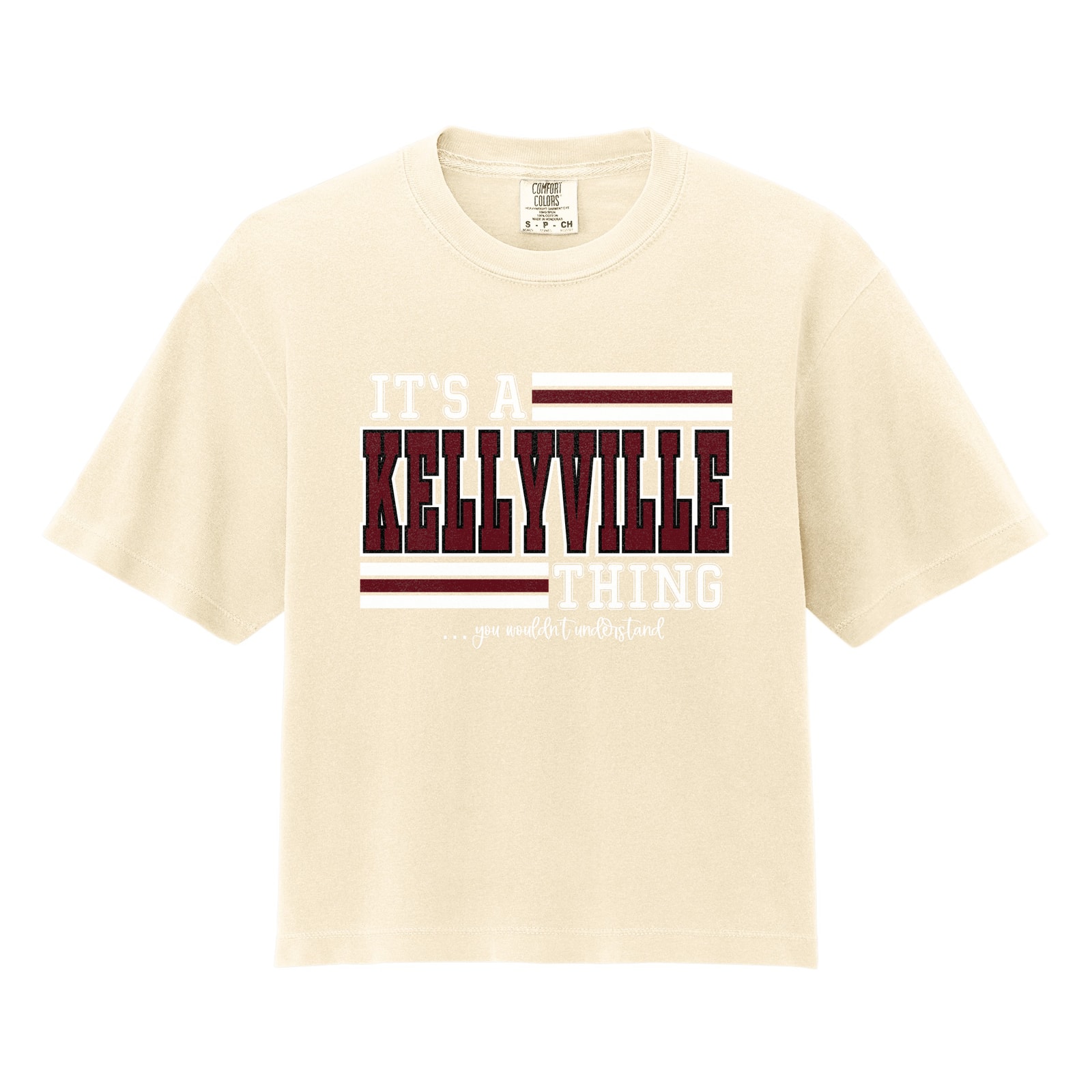 It’s a kellyville thing maroon white wouldn’t understand Comfort Colors 3023CL Cropped Tee