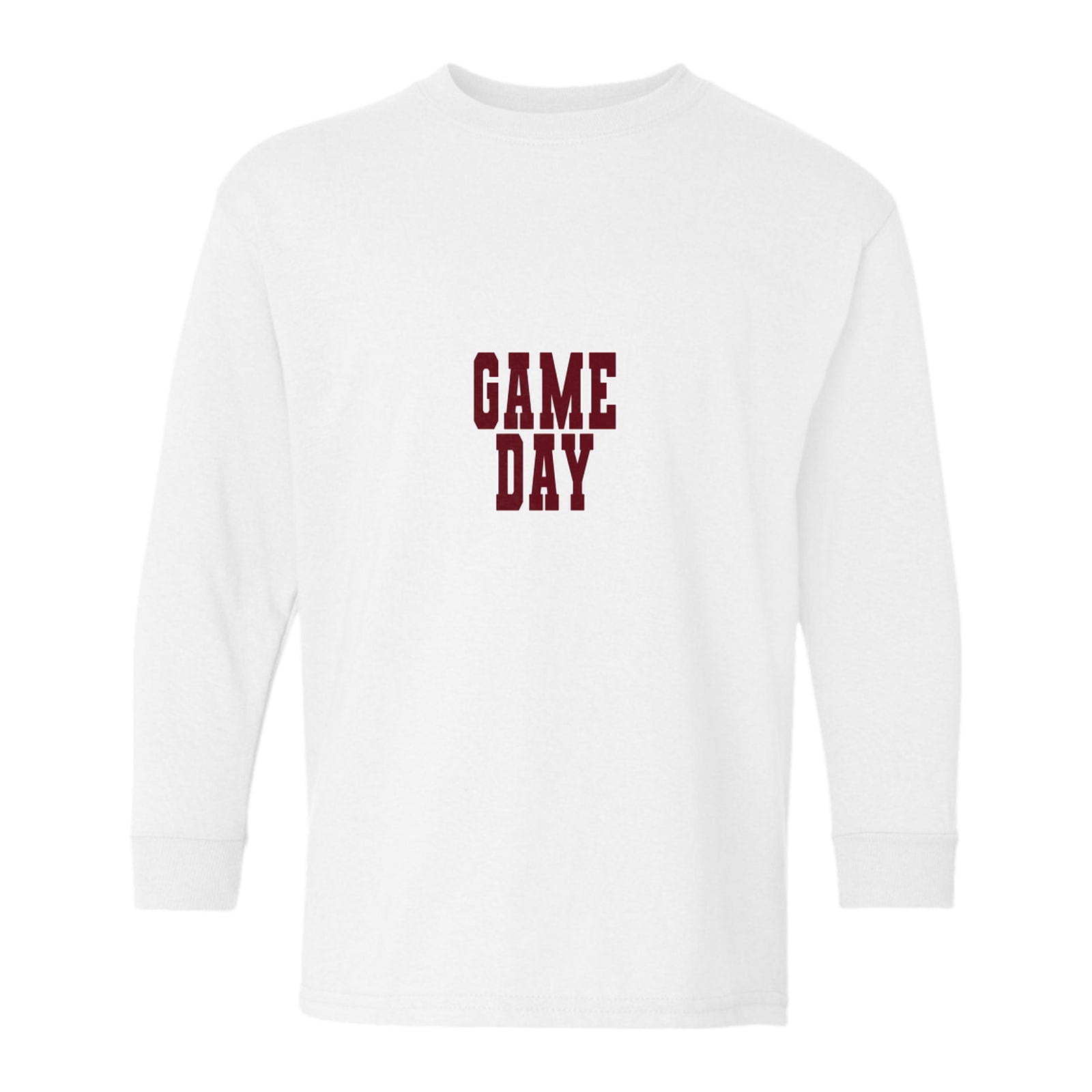 Game Day kellyville Maroon White Gildan Youth Heavy Cotton 100% Cotton Long Sleeve T-Shirt. 5400B