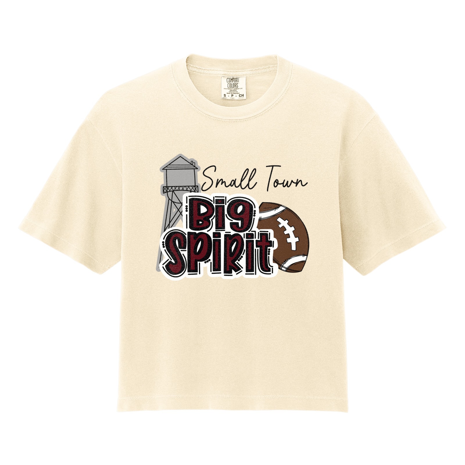 Small town big spirit Kellyville maroon Comfort Colors 3023CL Cropped Tee