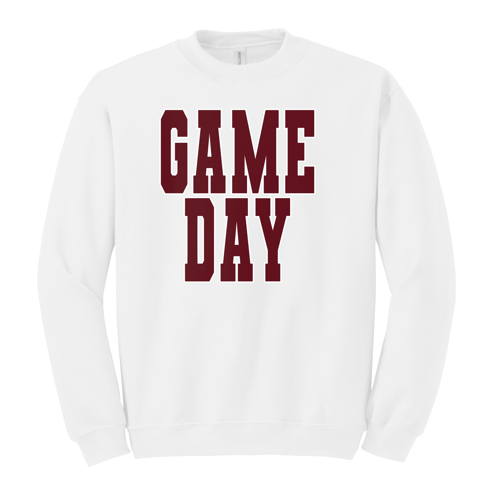 Game Day kellyville Maroon White Gildan Heavy Blend Crewneck Sweatshirt. 18000