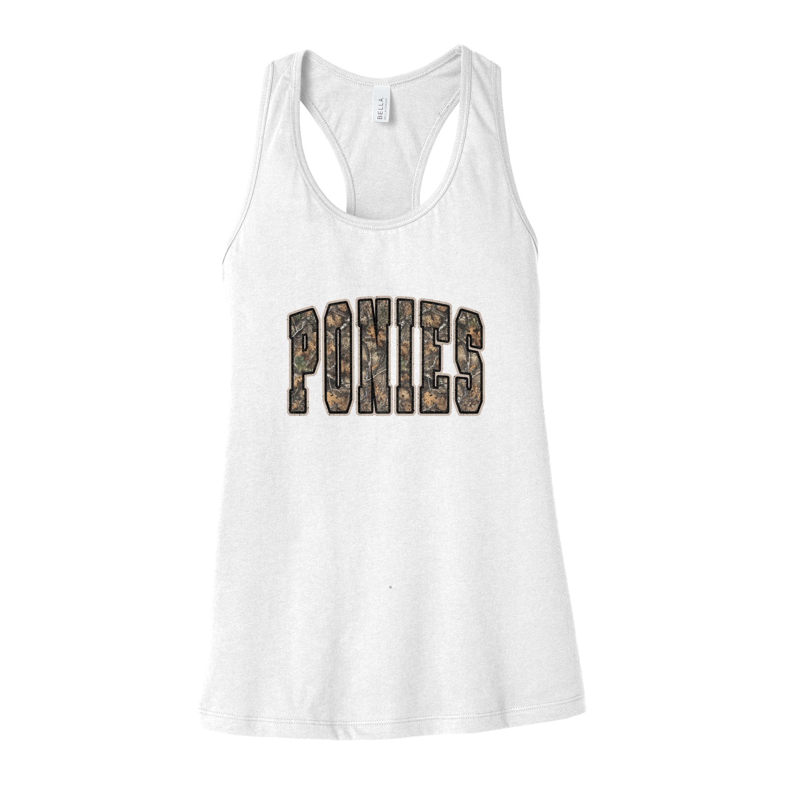 ponies camo arc Bella+Canvas 6008 Racerback Tank