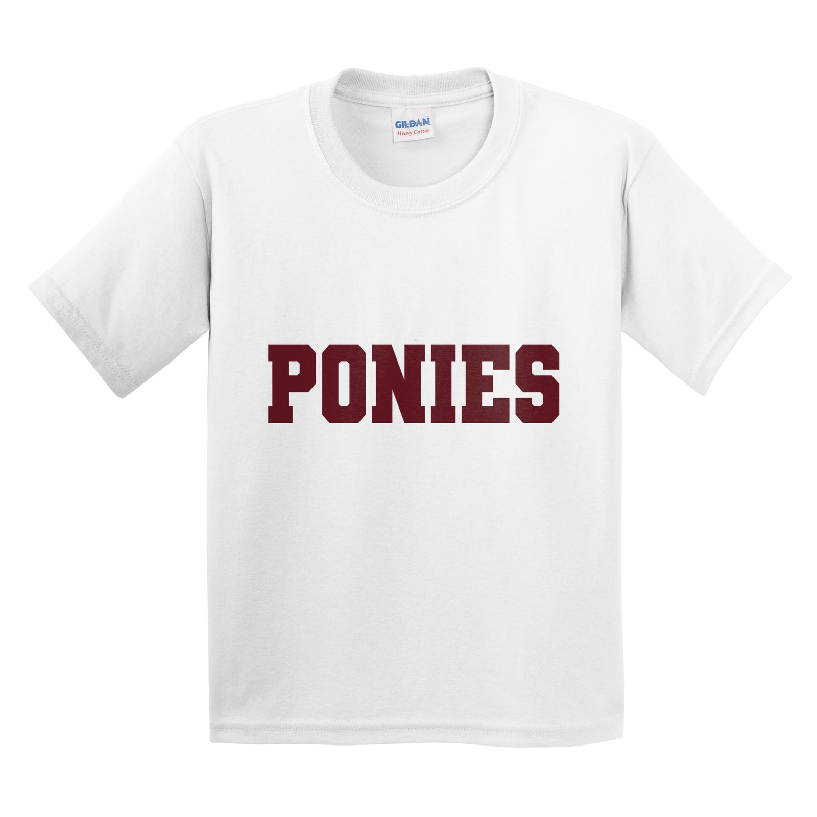 Ponies Sweats Maroon Gildan 5000B Youth Tee