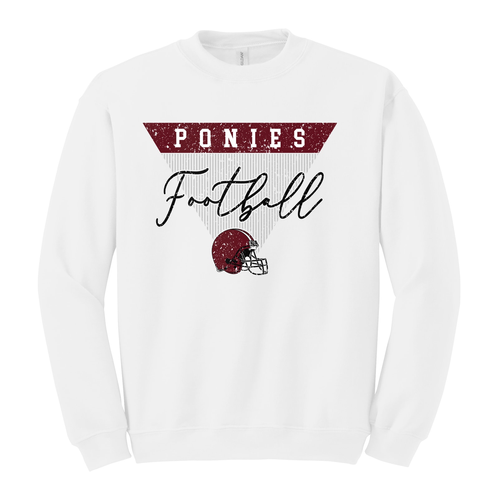 Ponies football triangle maroon Gildan Heavy Blend Crewneck Sweatshirt. 18000