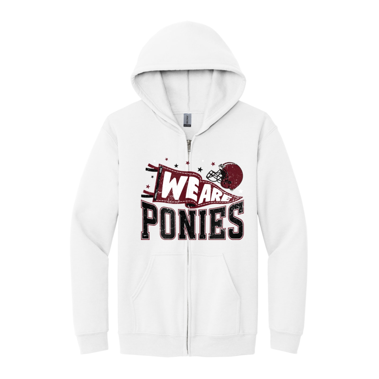 we are ponies collage Maroon Gildan - Heavy Blend Full-Zip Hooded Sweatshirt. 18600