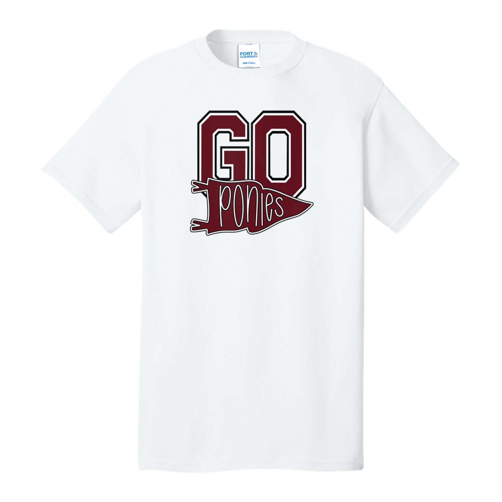 Go ponies pennant maroon white black Port & Company PC54