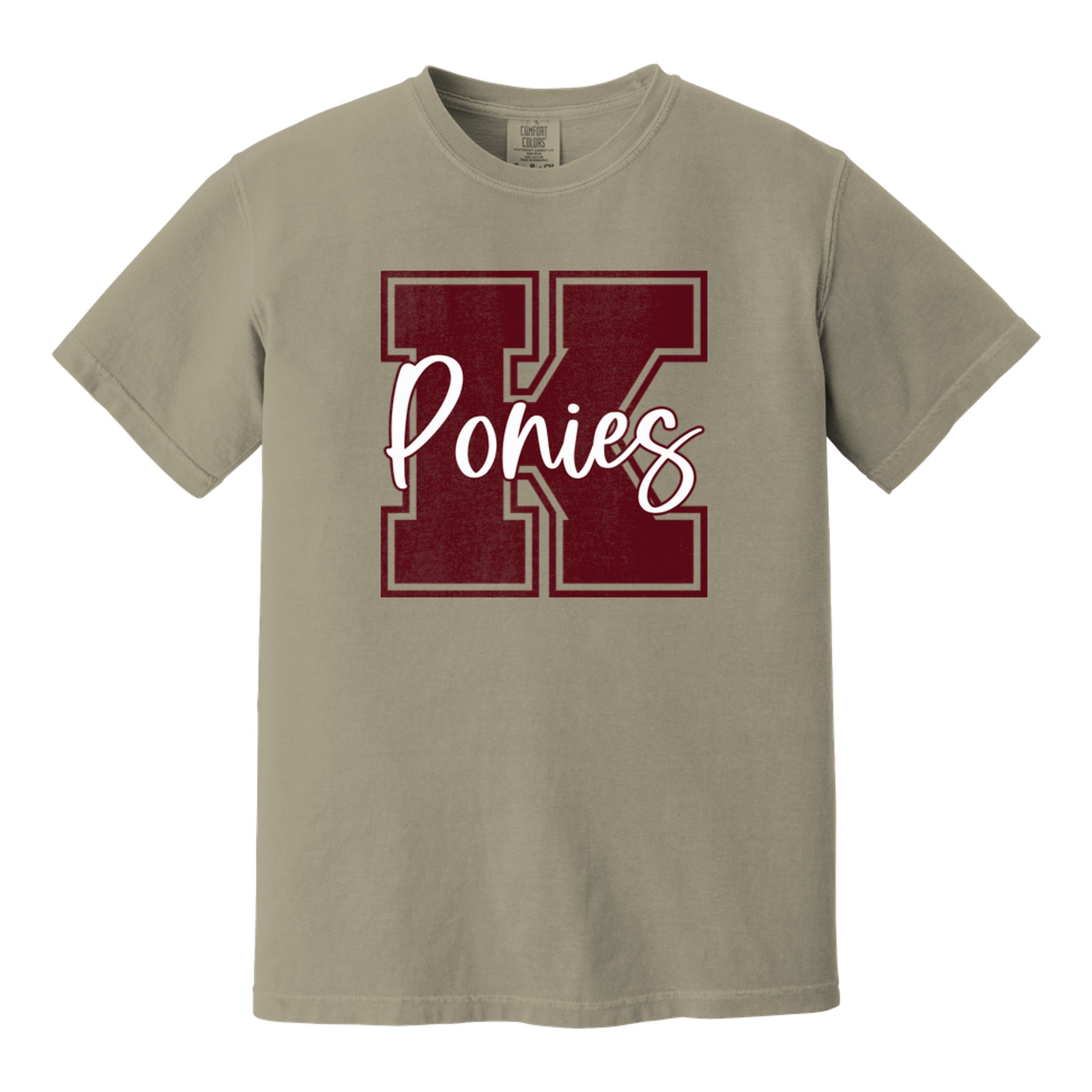 K ponies maroon white square block Comfort Colors 1717