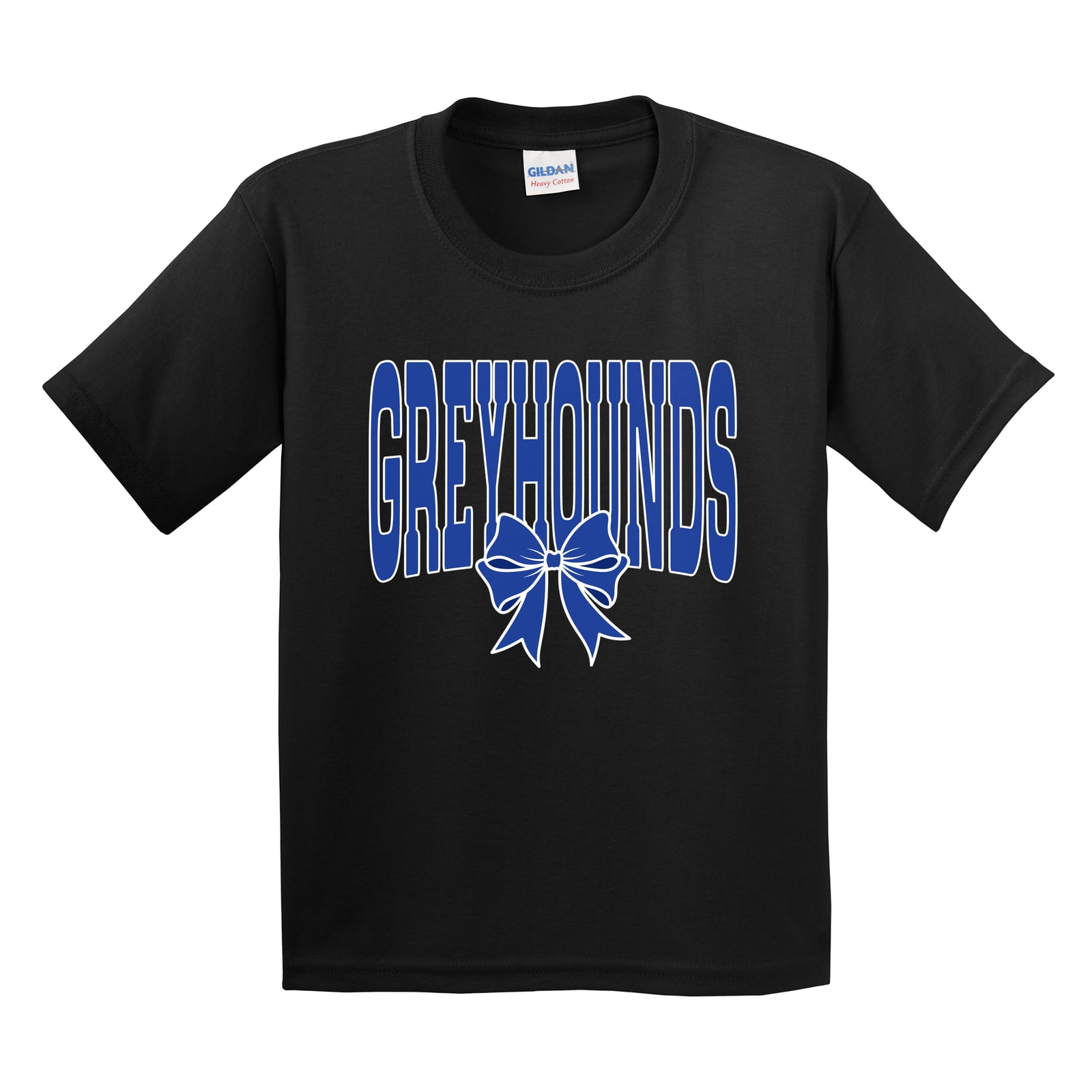 Greyhounds arch blue blue bow white outline Gildan 5000B Youth Tee