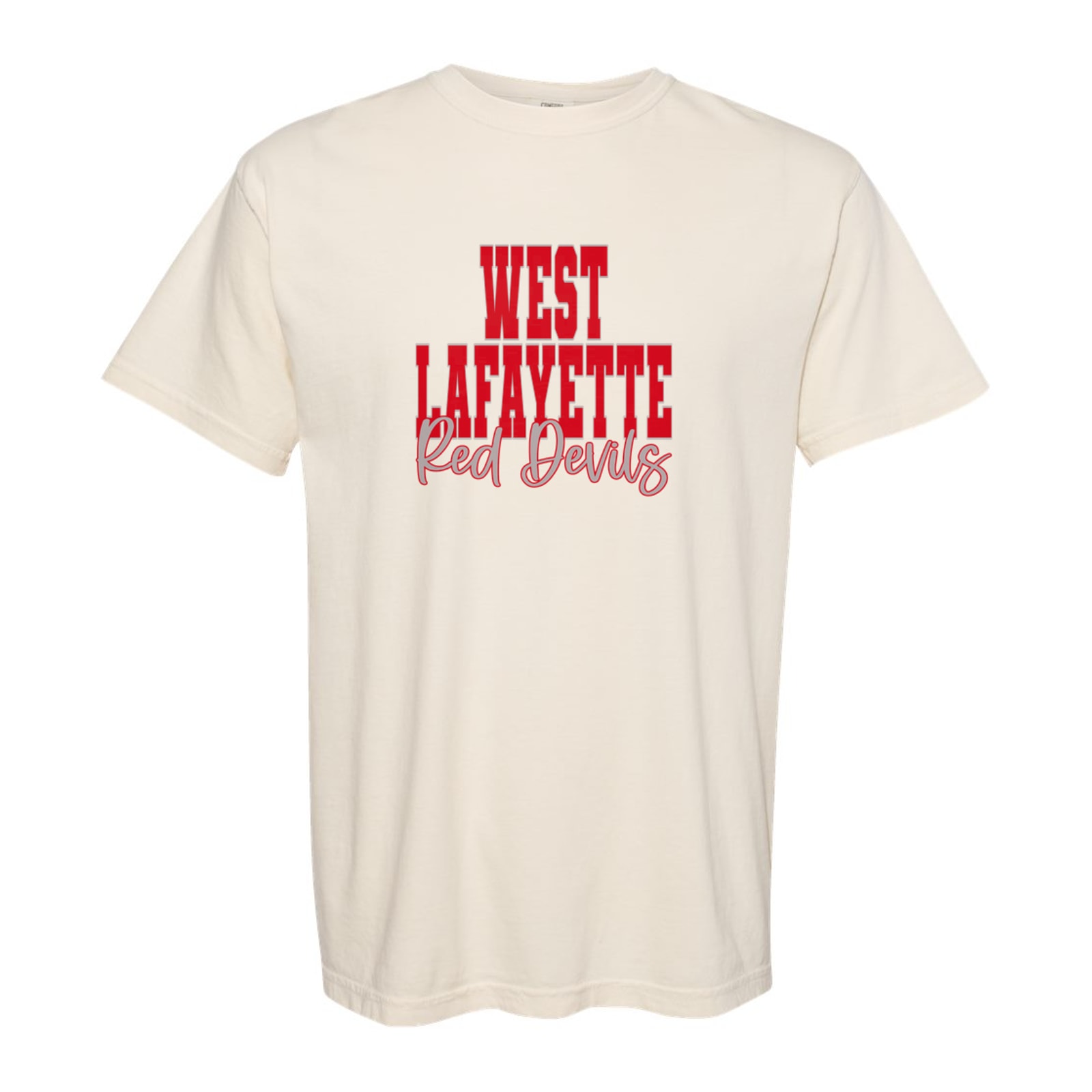 west Lafayette Red Devils Scarlett grey duo block script
