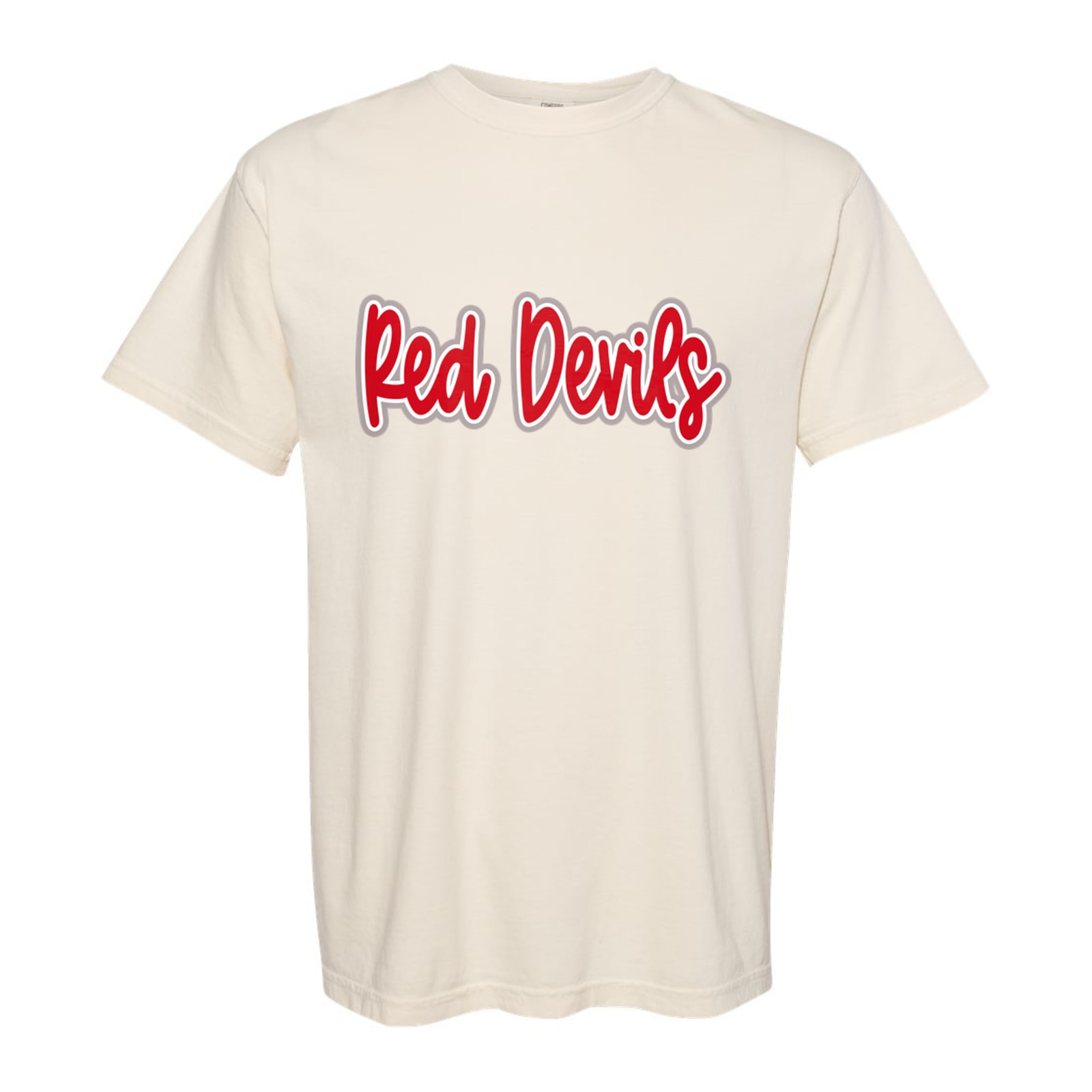 Red Devils Thick Script scarlett white grey