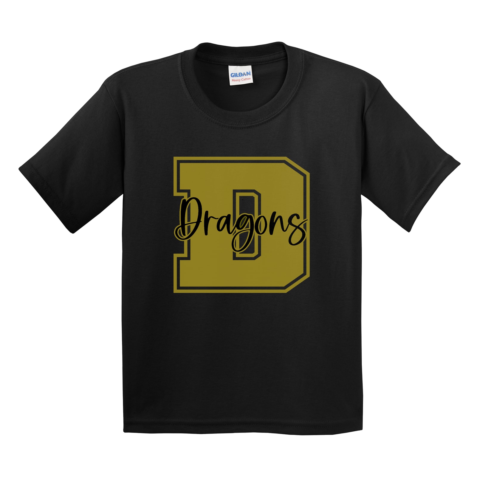 Dragons D Square Block Gildan 5000B Youth Tee