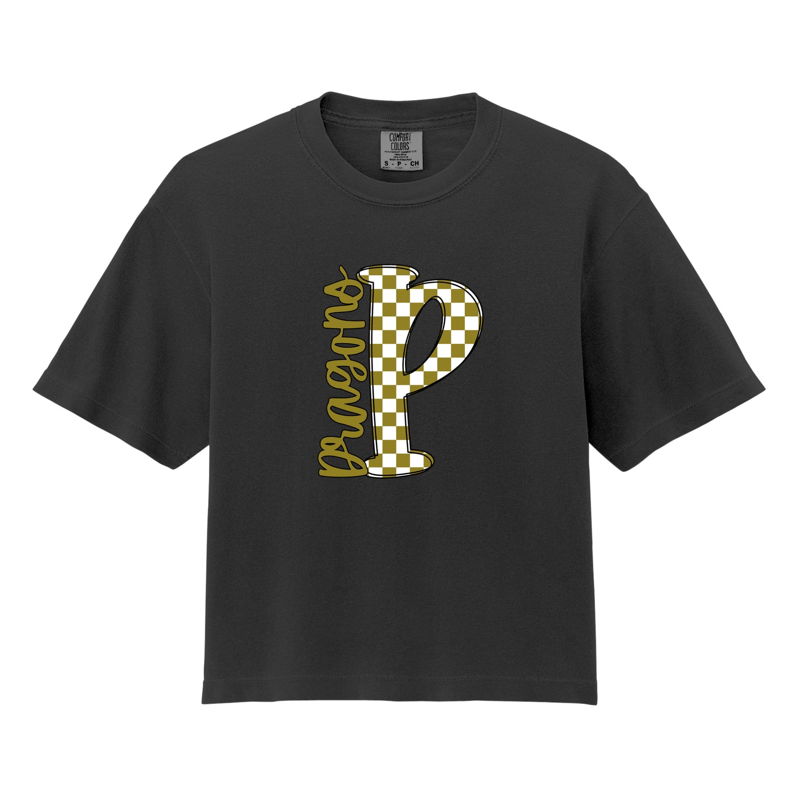 Dragons P Checkered Comfort Colors 3023CL Cropped Tee