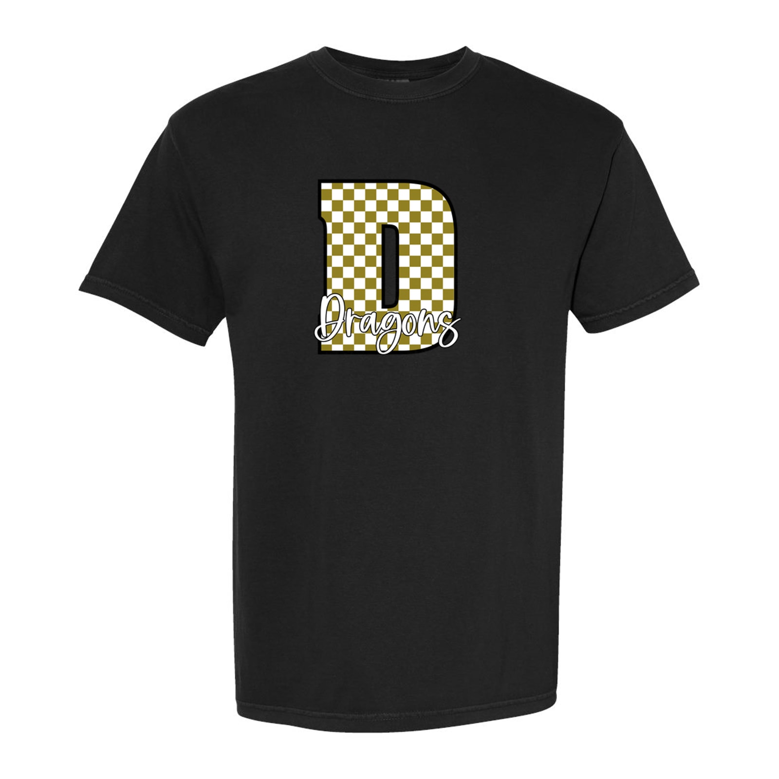 Dragons D Checkered Script Comfort Colors 1717