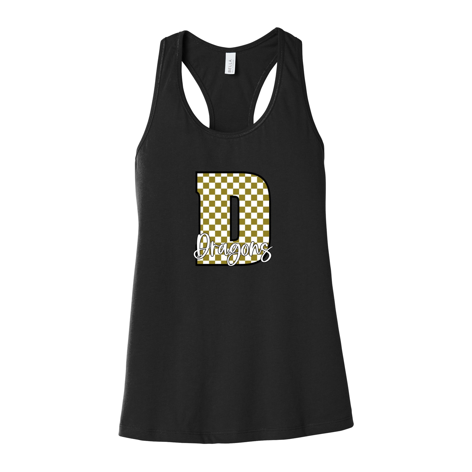 Dragons D Checkered Script Bella+Canvas 6008 Racerback Tank