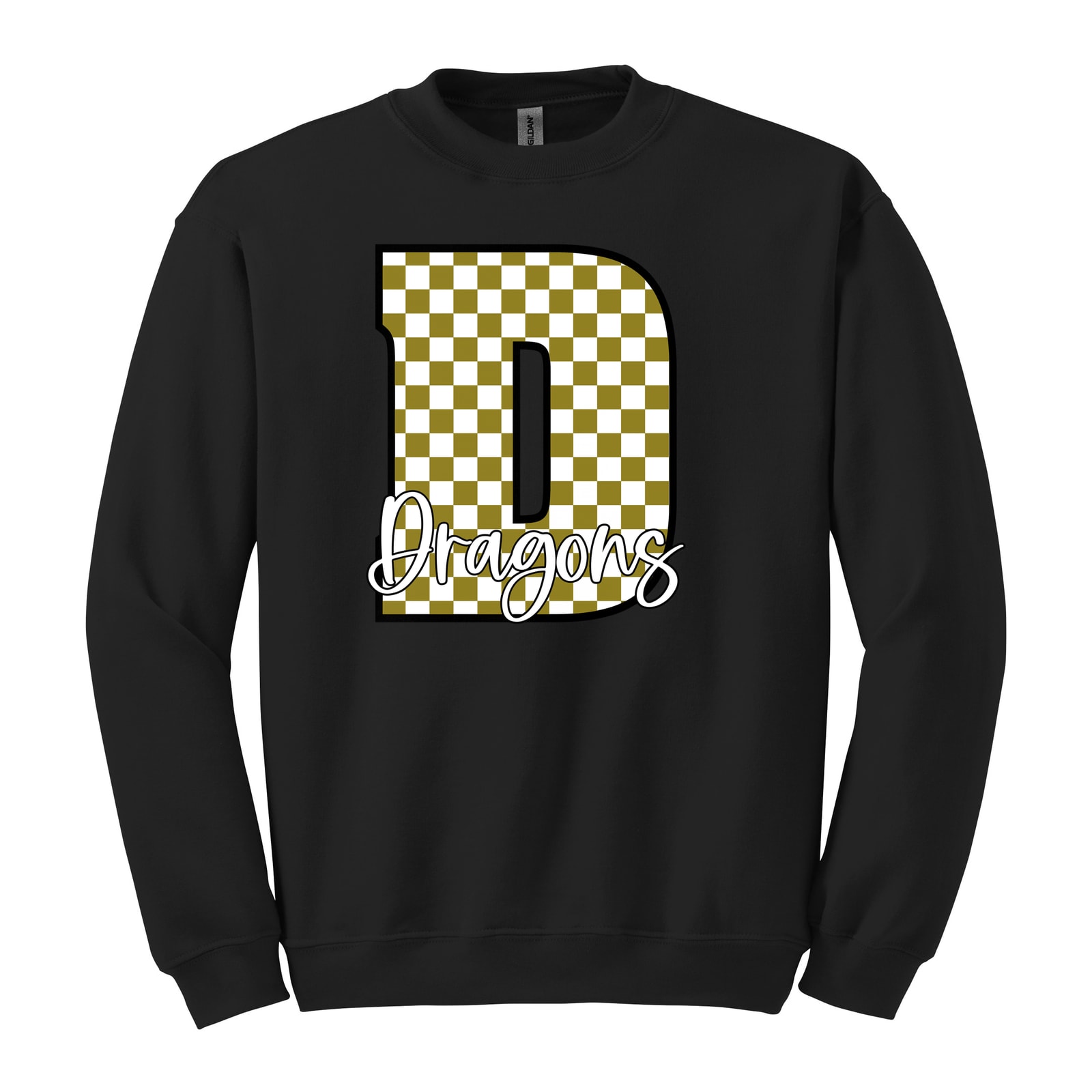 Dragons D Checkered Script — Crewneck Sweatshirt