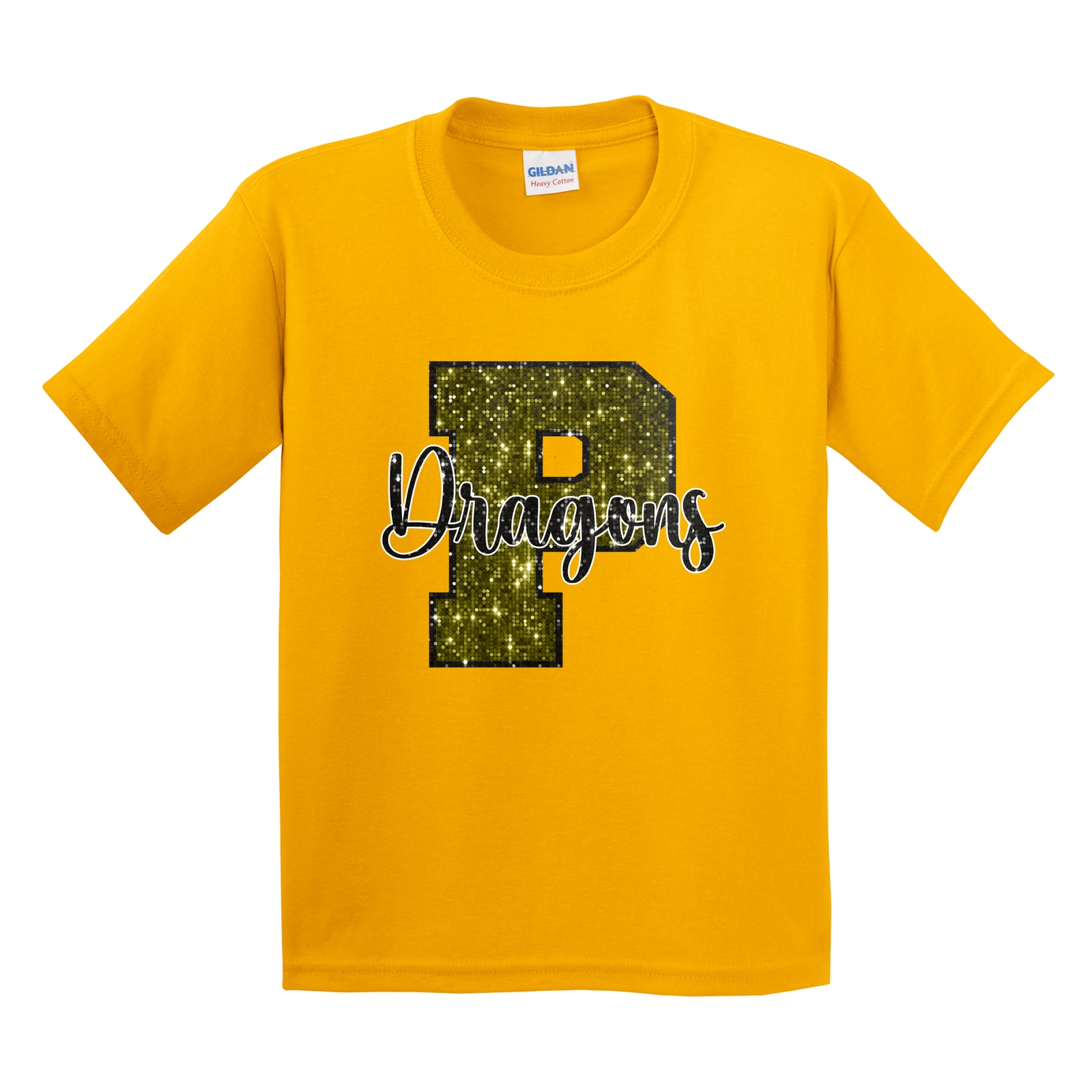 Dragons P Sequin Gildan 5000B Youth Tee