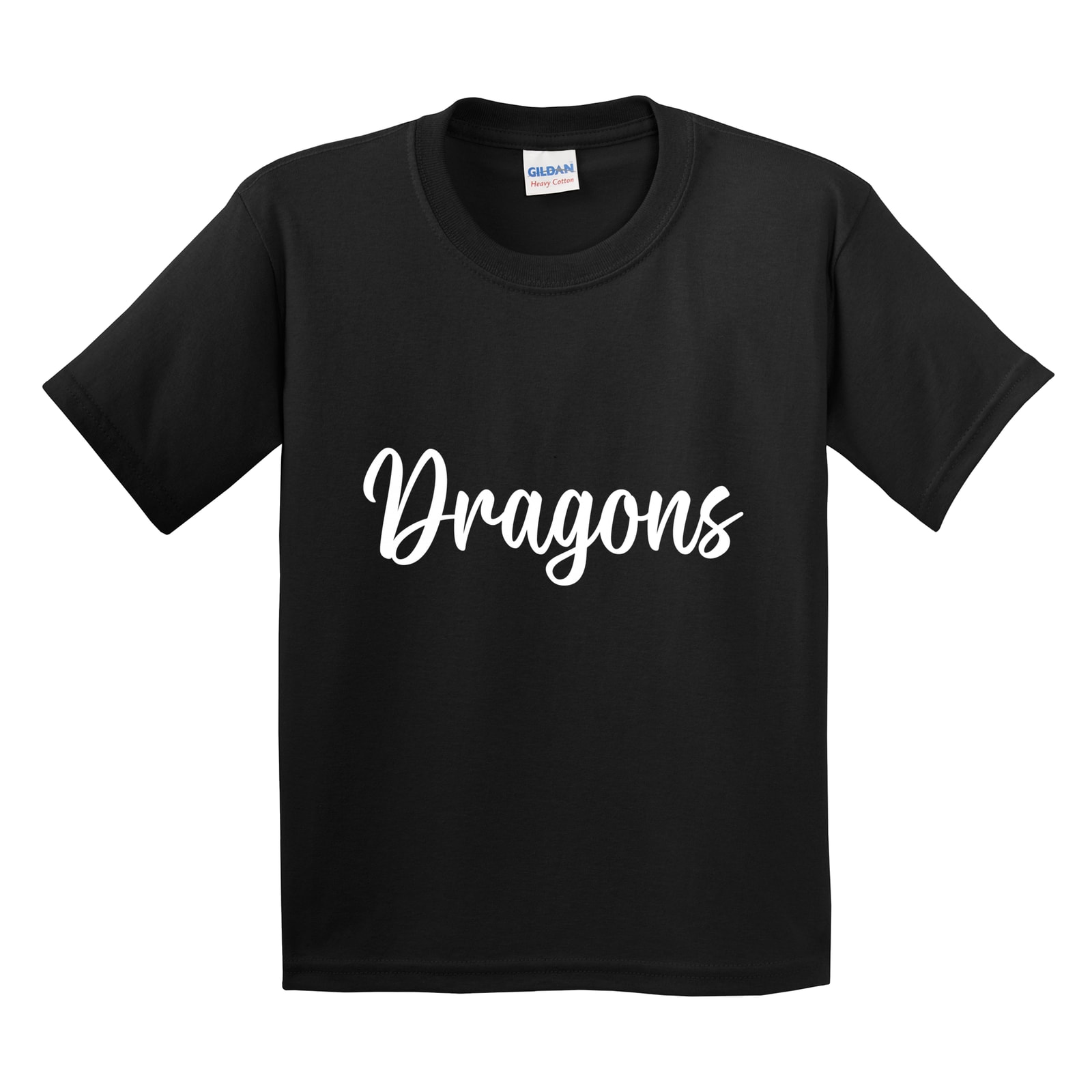 Dragons White Puff Gildan 5000B Youth Tee