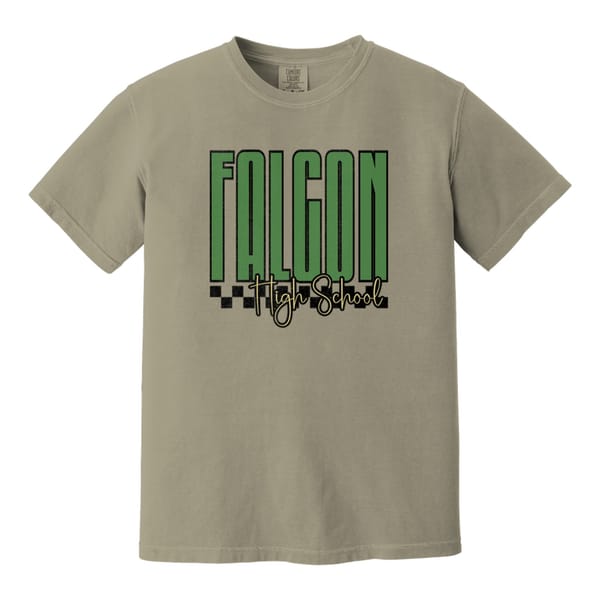 Falcon high school tall checkers green Vegas gold black