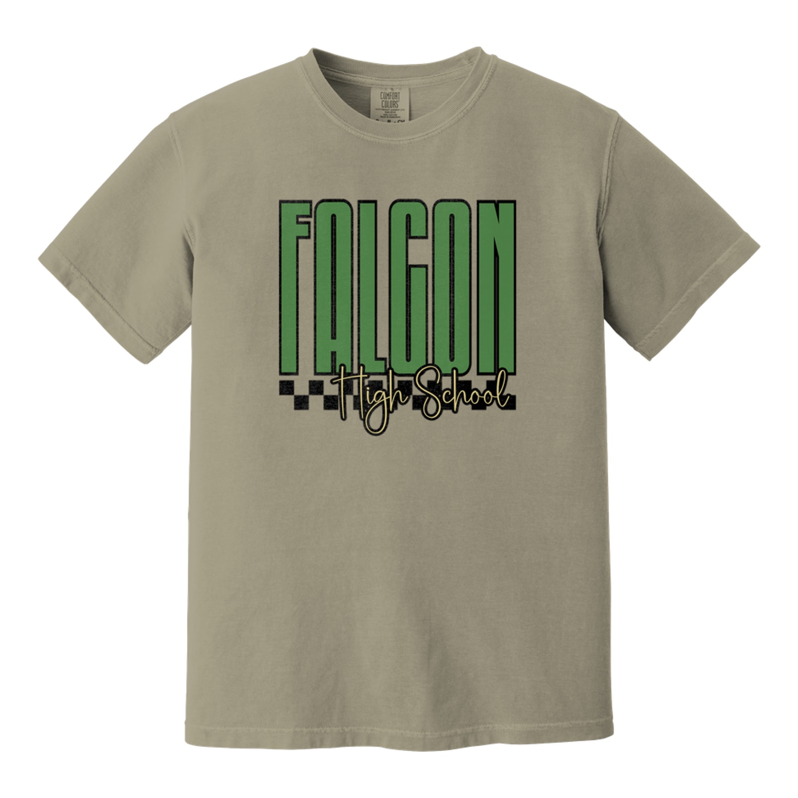 Falcon high school tall checkers green Vegas gold black