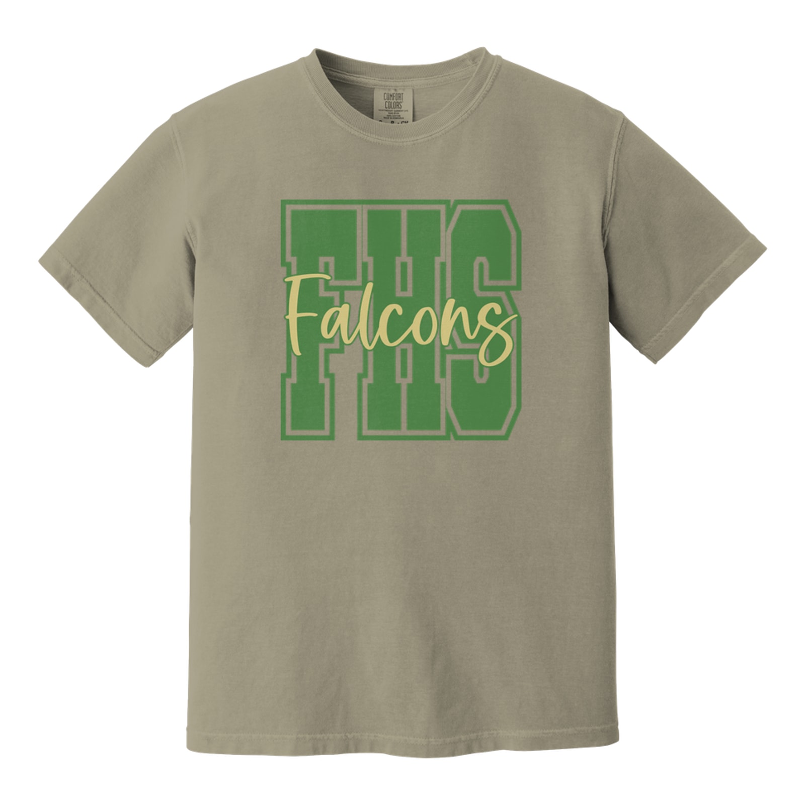 FHS falcons Falcon green Vegas gold square block
