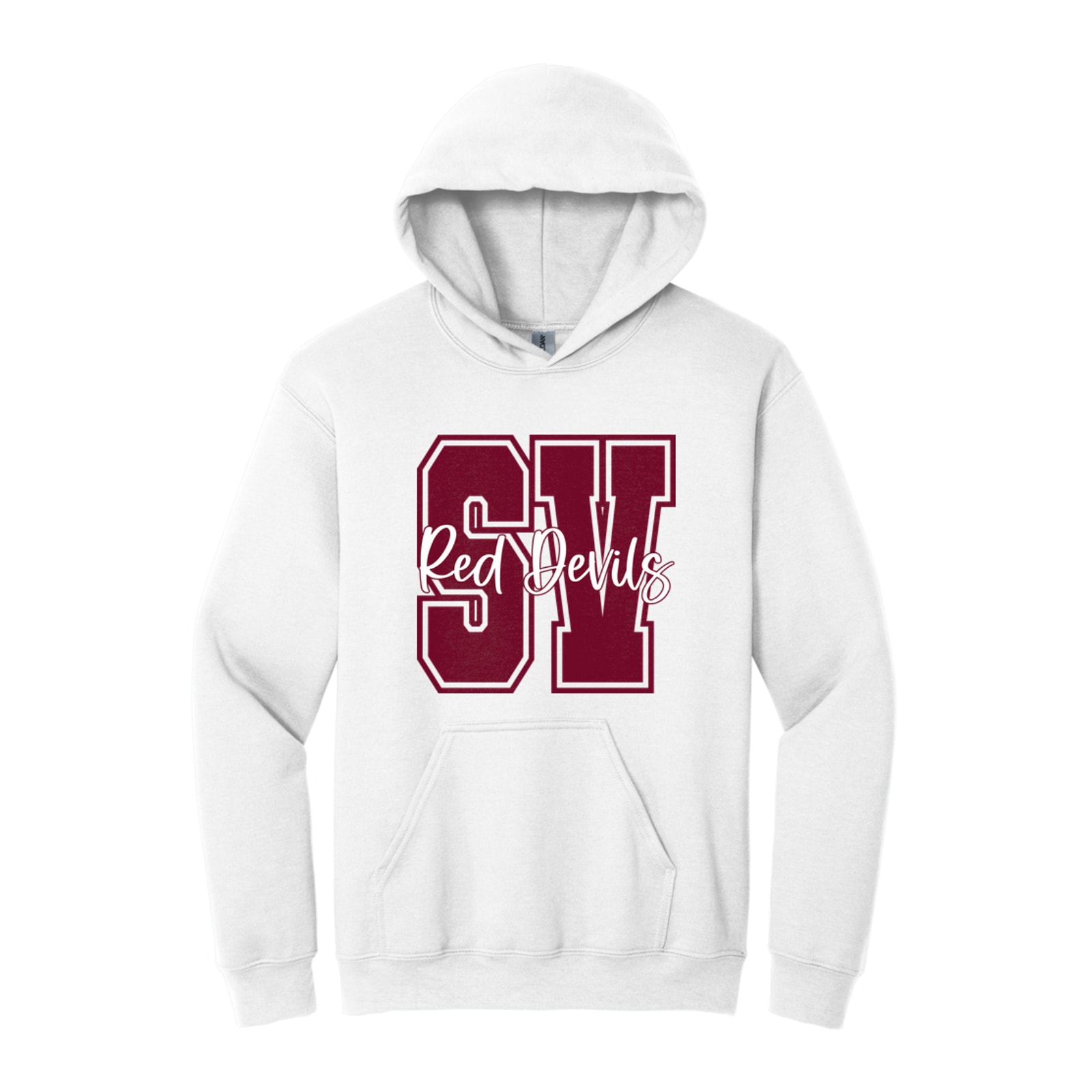 SV Red Devils maroon white square block Gildan