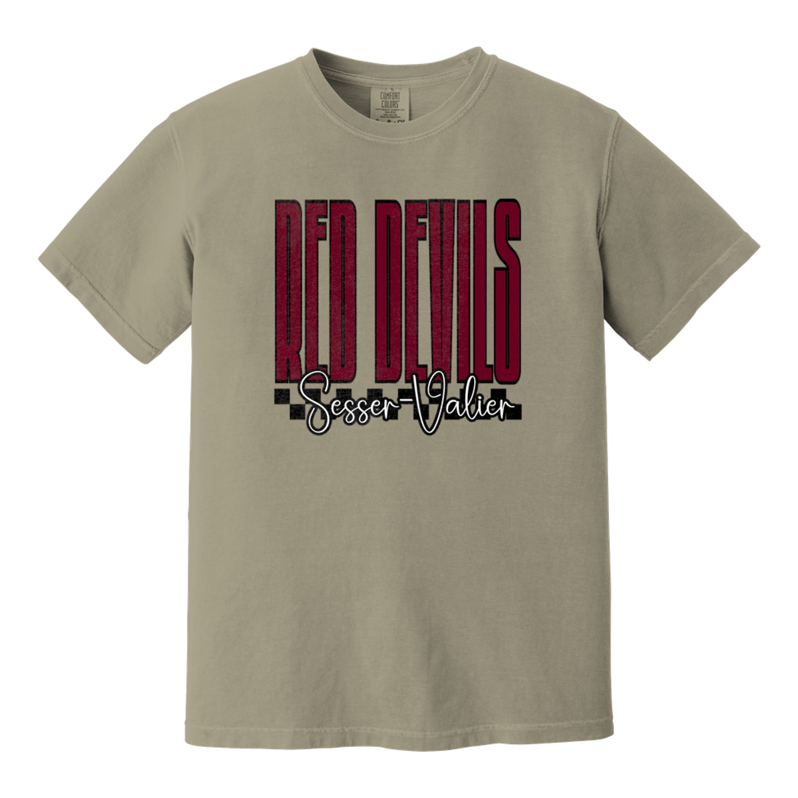 Red Devils Sesser Valier tall with checkers maroon white black