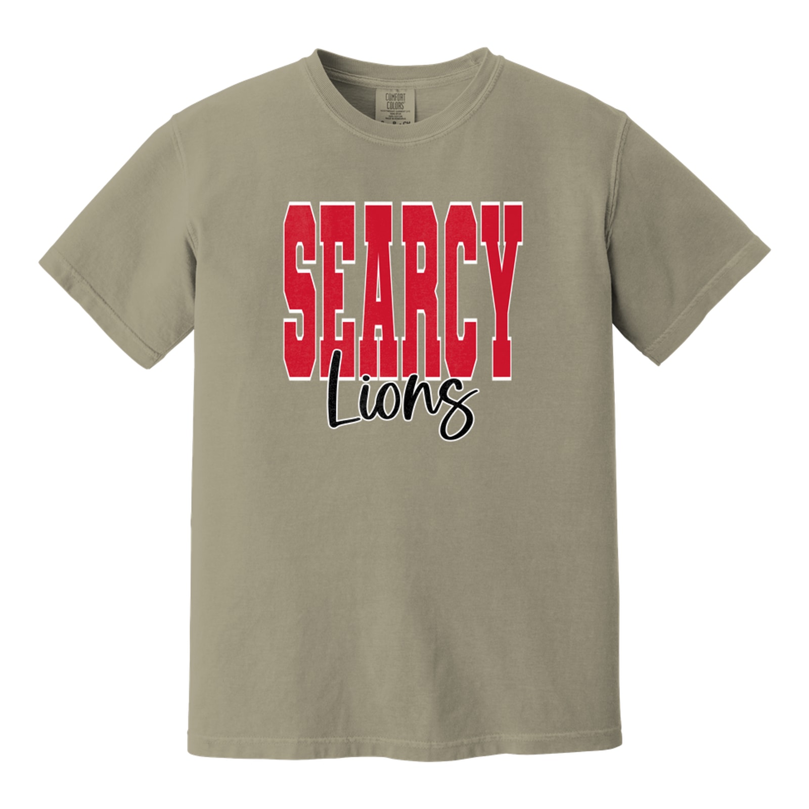 Searcy lions searcy red black white block script