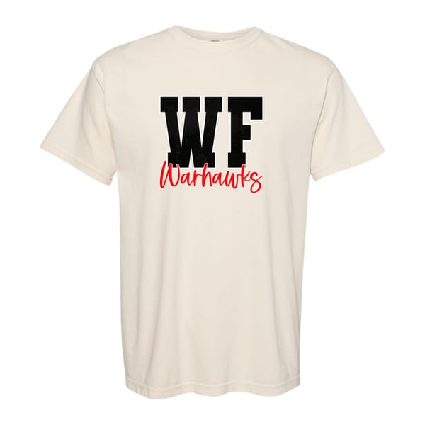 WF warhawks black red white block script