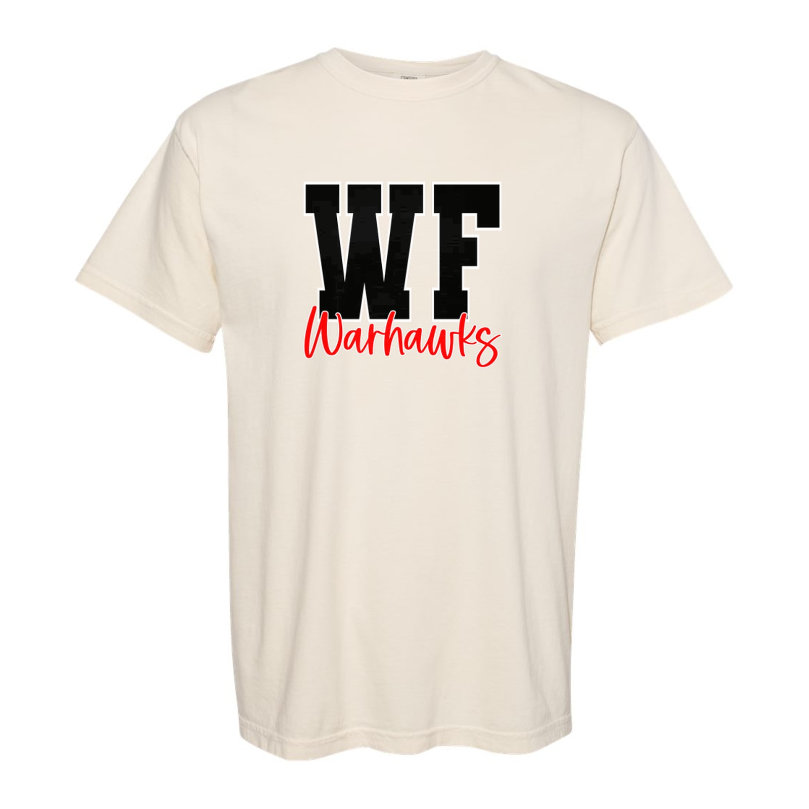 WF warhawks black red white block script