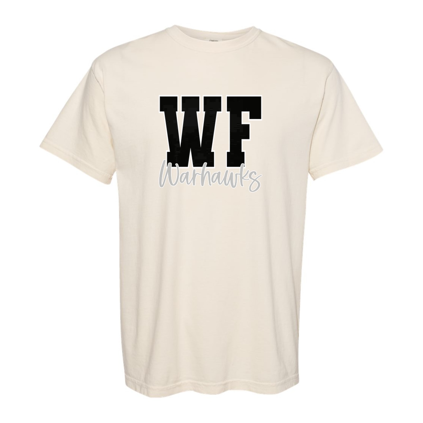 WF warhawks black silver white block script