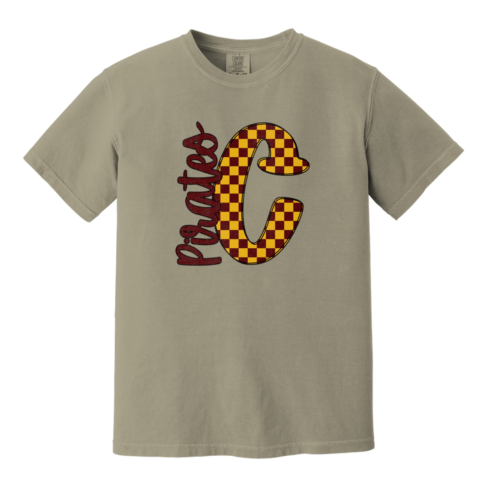 C big letter checkered pirates maroon gold black